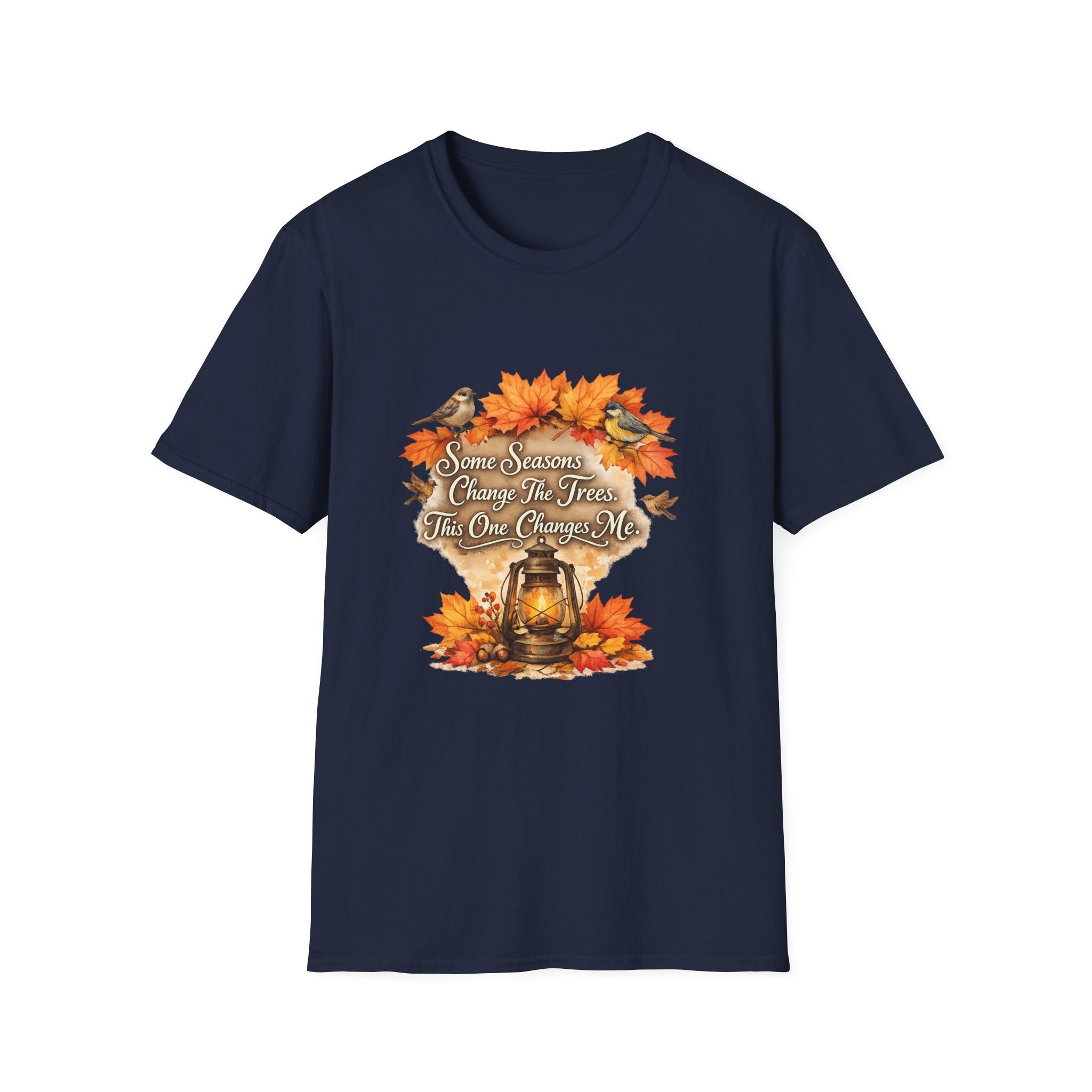 "Some Seasons Change The Trees, This One Changes Me" Autumn Bird Tee — Fall Leaves T-Shirt