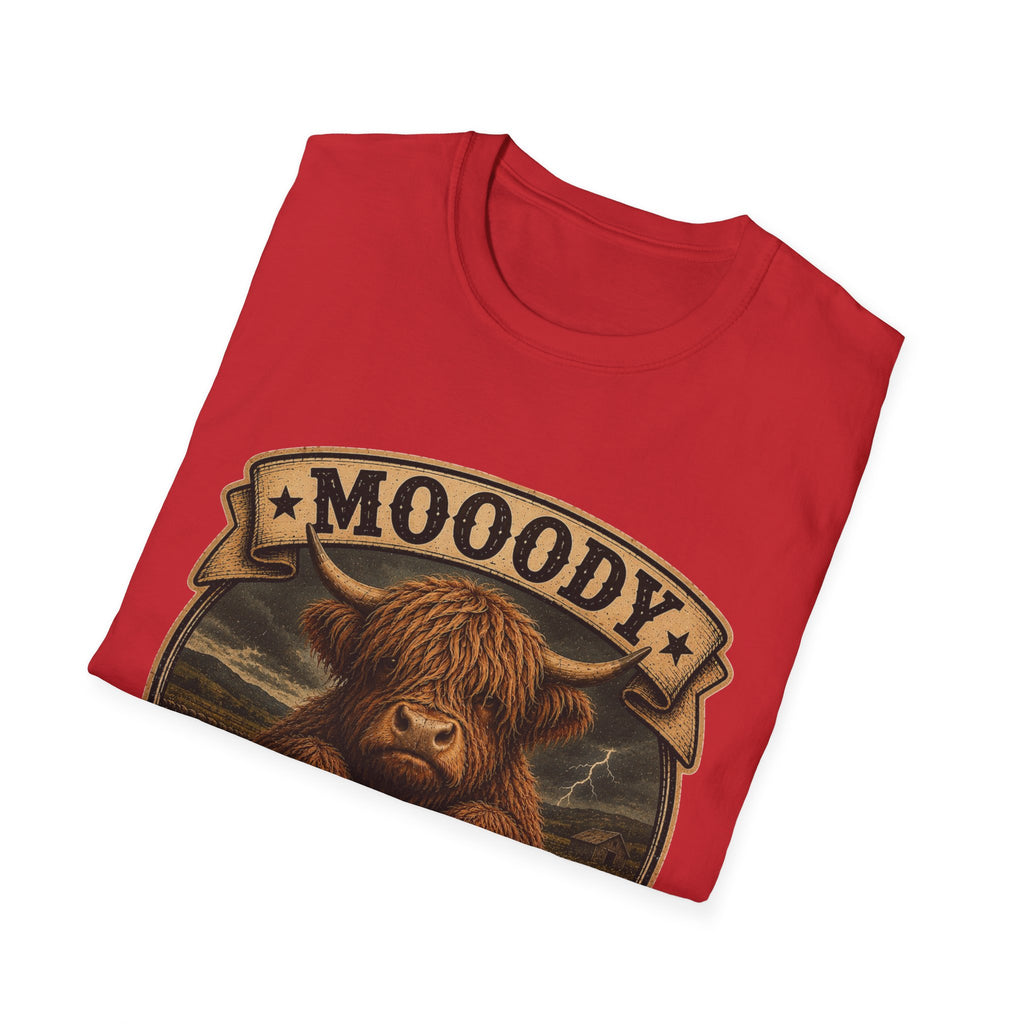 Moody Today's Forecast Highland Cow Unisex Softstyle T-Shirt