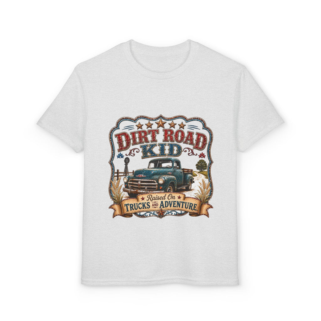 Vintage Truck 'Raised on Trucks & Adventure' Graphic Tee - Youth Dirt Road Kid T-Shirt