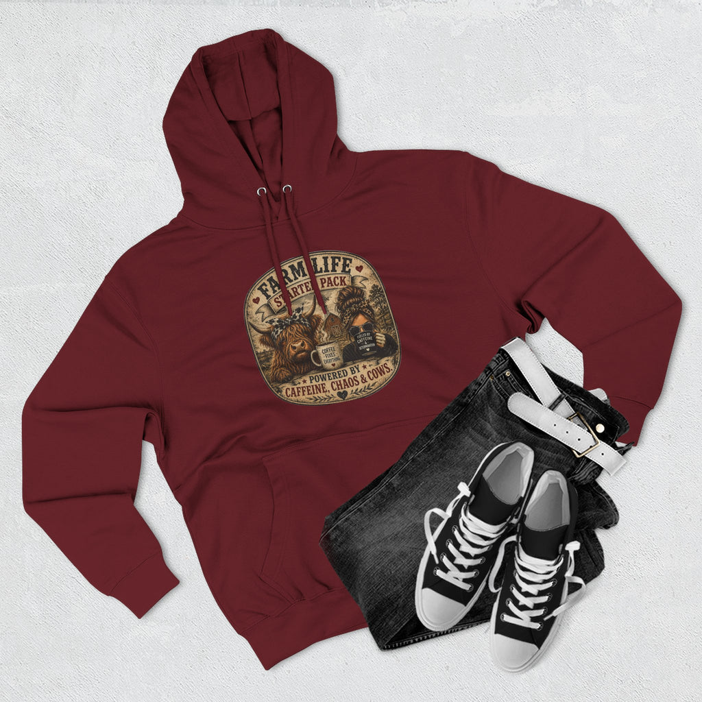 Farm Life Highland Cow Three-Panel Fleece Hoodie
