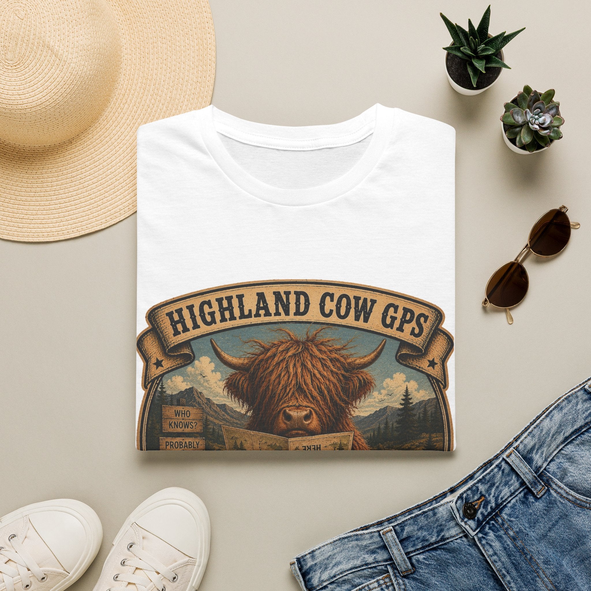Highland Cow GPS Unisex Softstyle T-Shirt