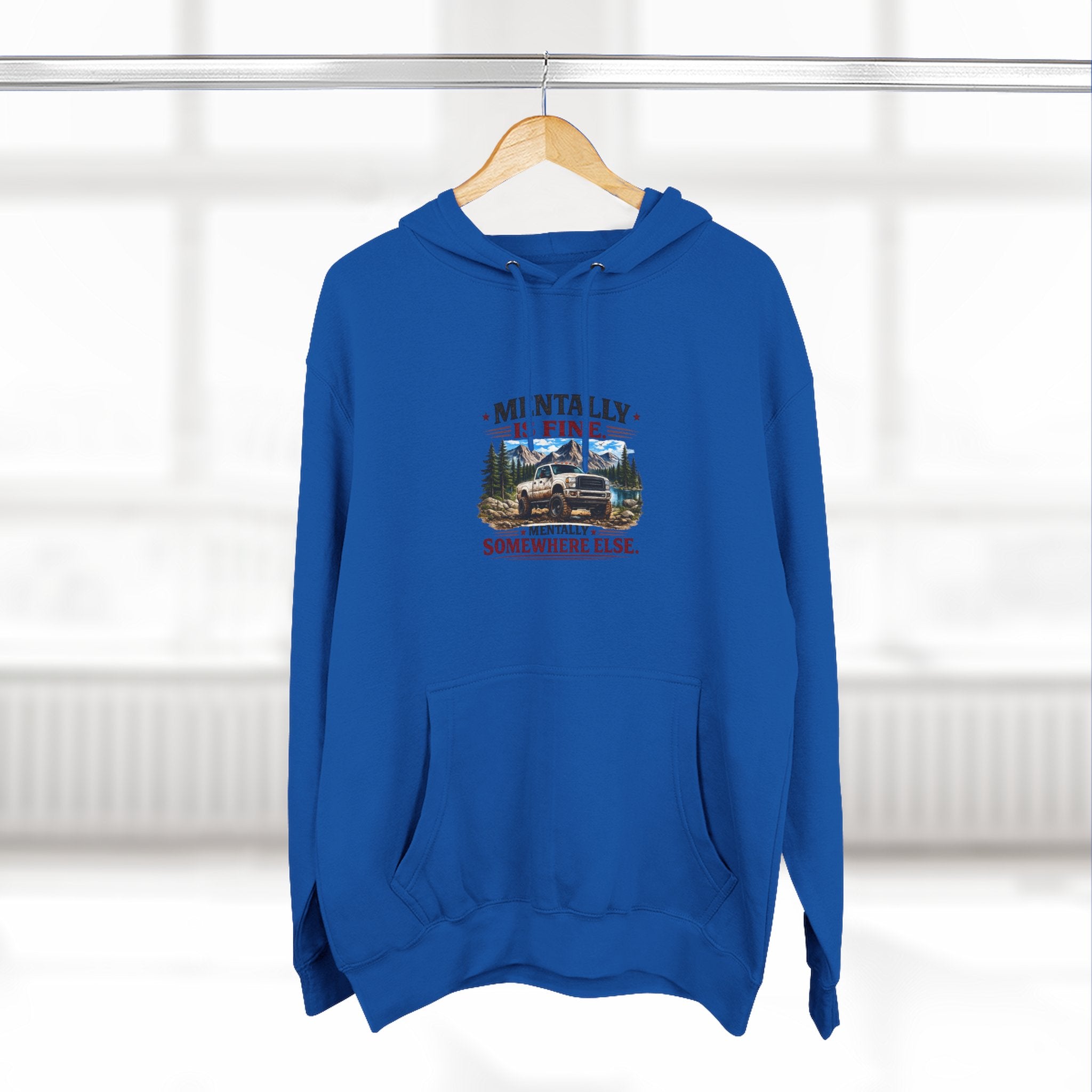Mentally Is Fine Truck Three-Panel Fleece Hoodie