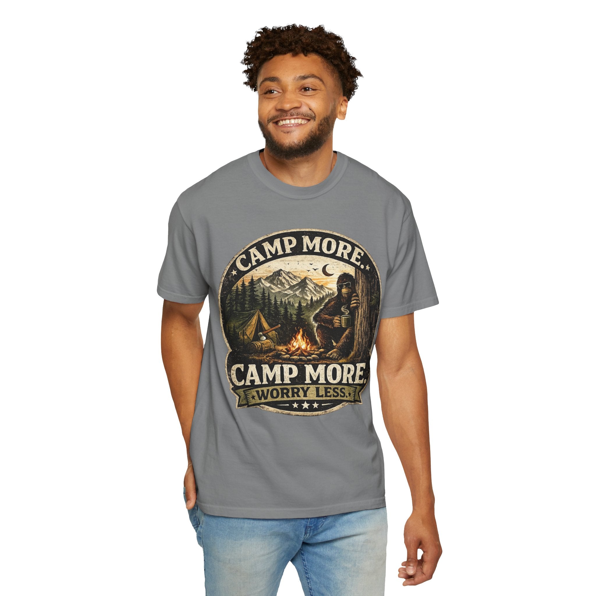 Camp More Worry Less Bigfoot T-shirt