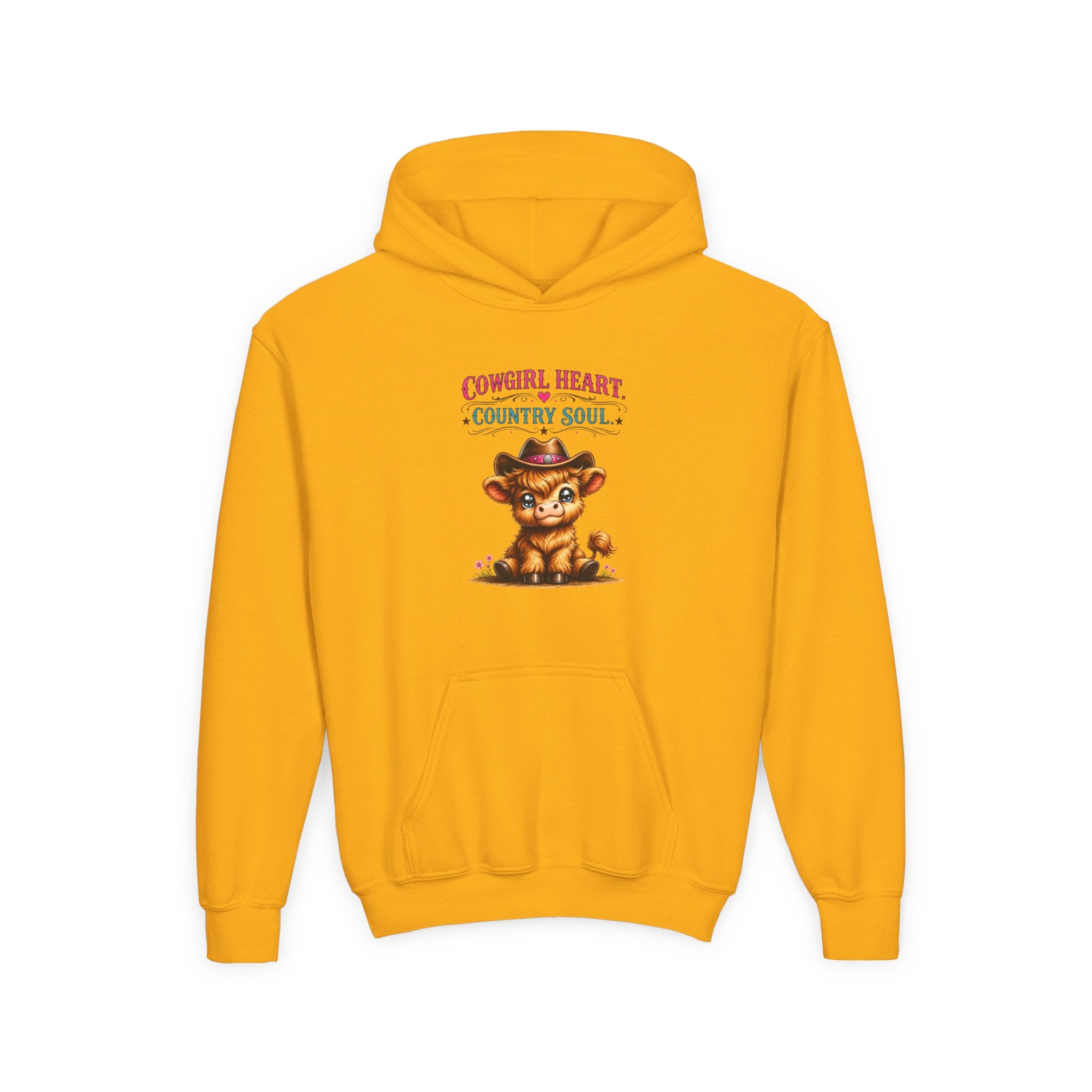 Cowgirl Heart Country Soul Youth Heavy Blend Hooded Sweatshirt
