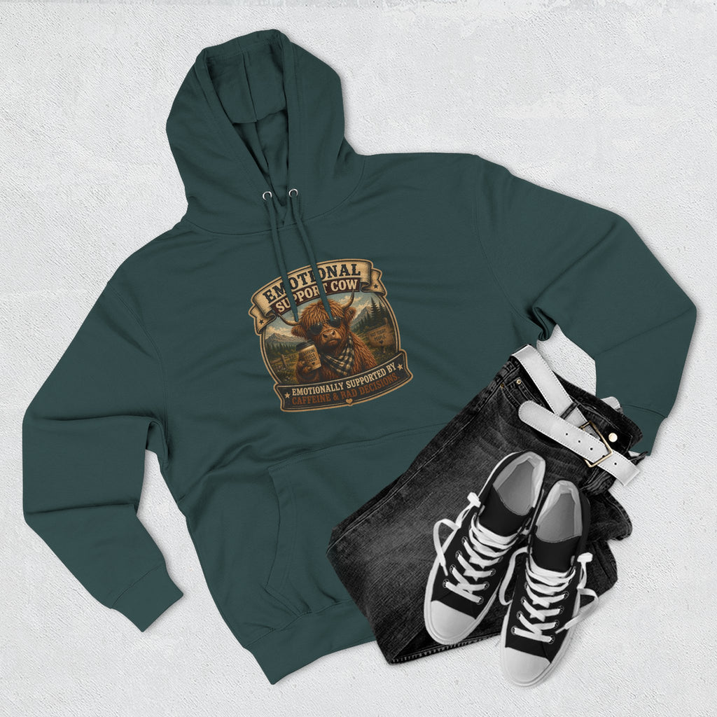 Socially Awkward Highland Cow - Three-Panel Fleece Hoodie