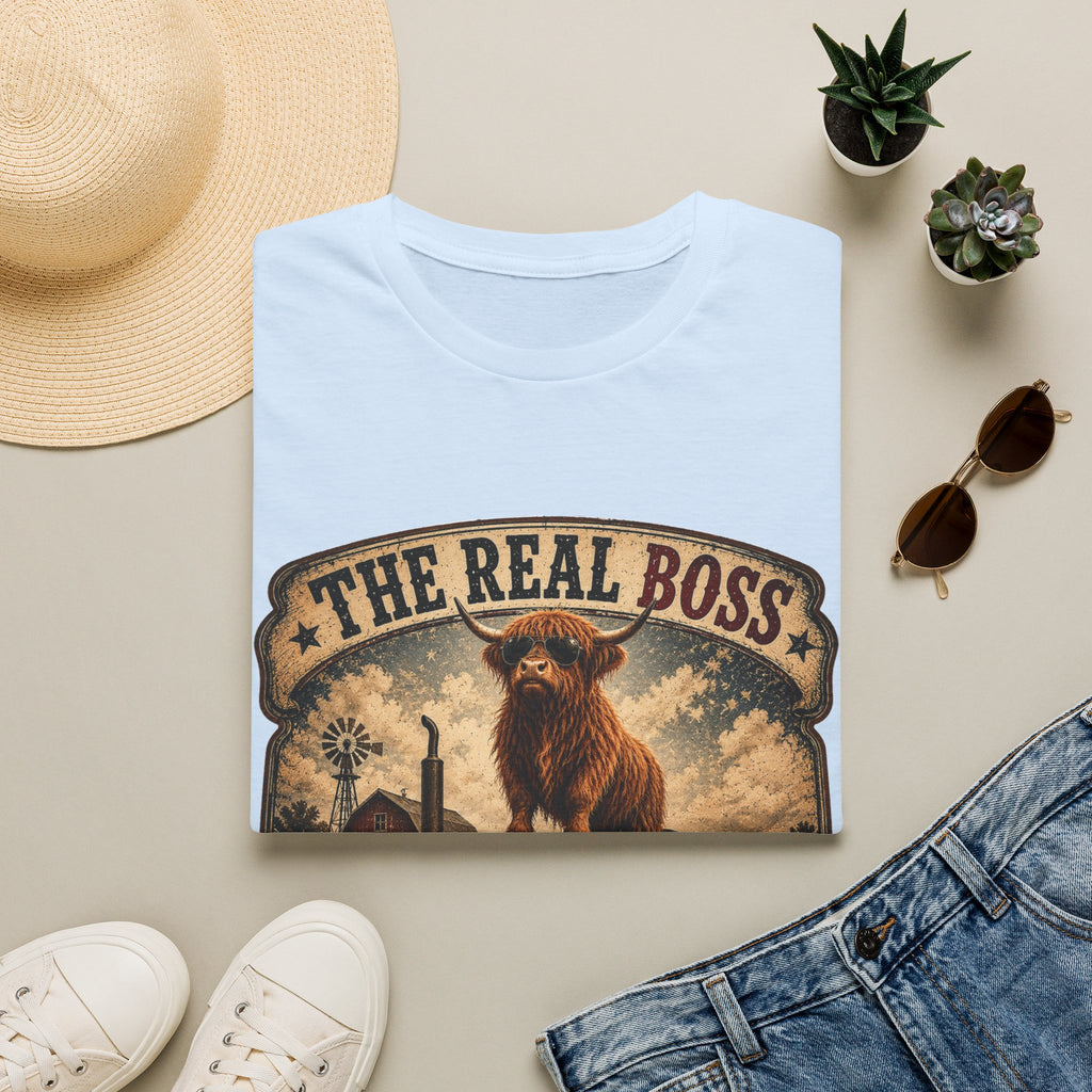 The Real Boss Highland Cow Unisex Softstyle T-Shirt
