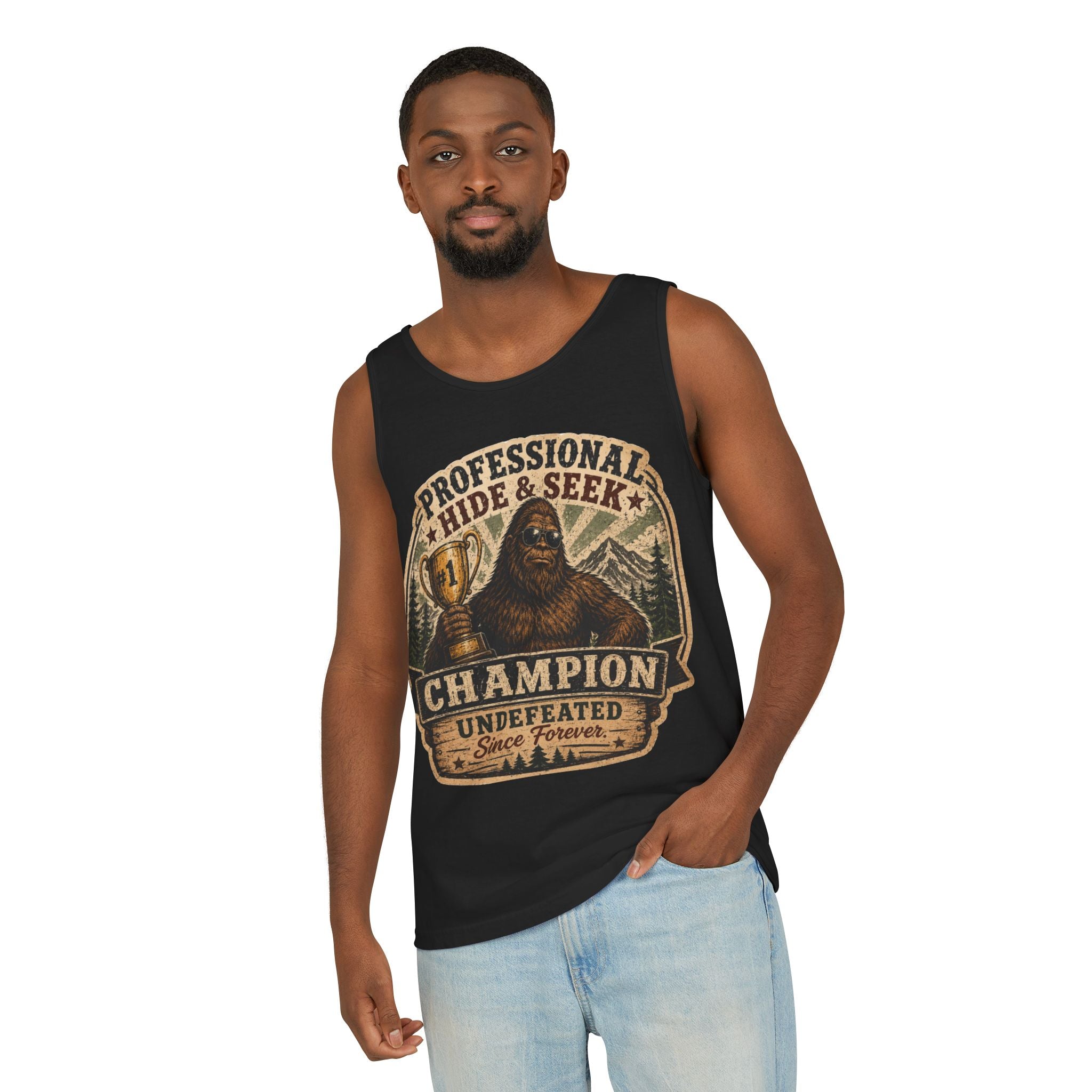 Professional Hide & Seek Champion Undefeated Since Forever Bigfoot Tank Top