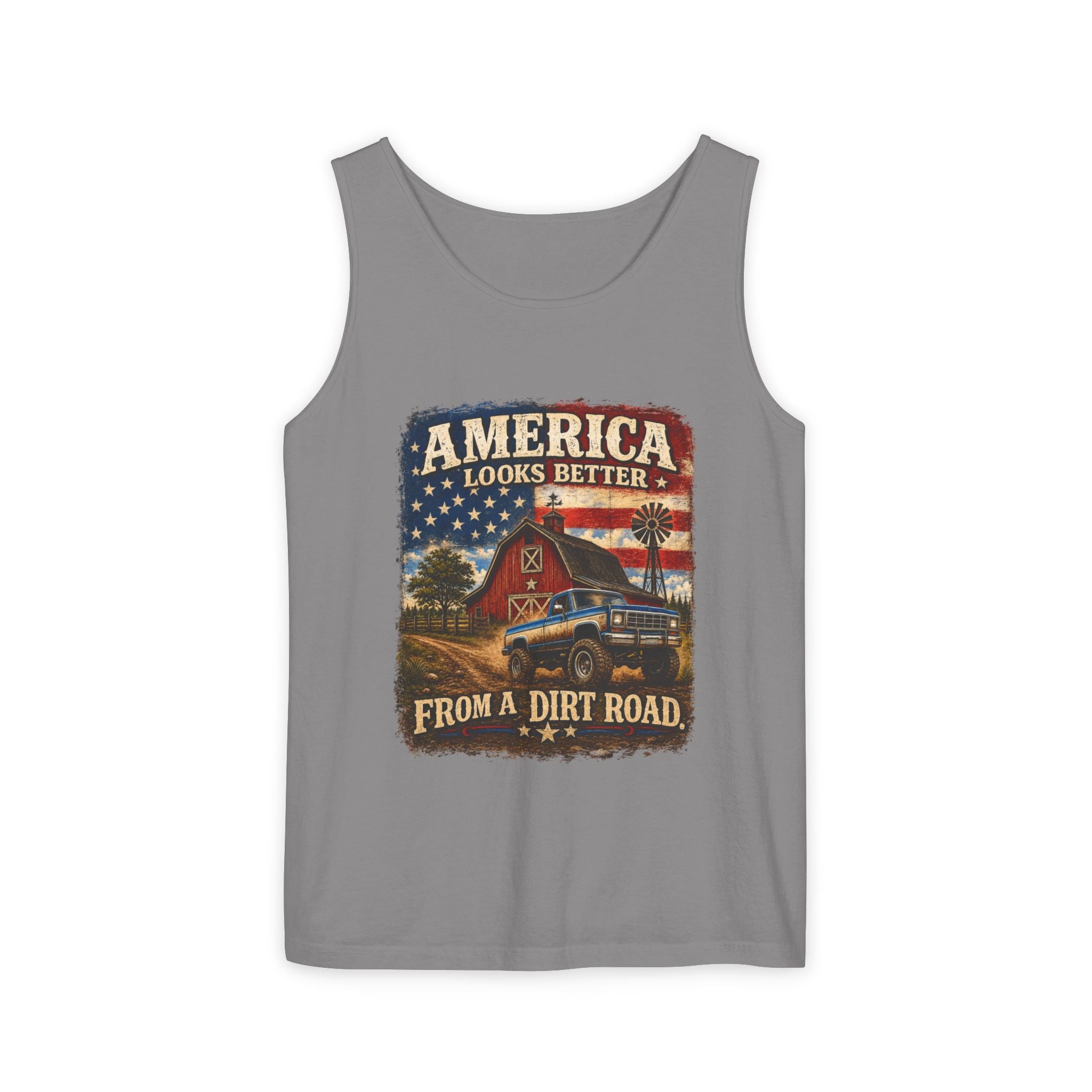 America Looks Better From a Dirt Road Tank Top