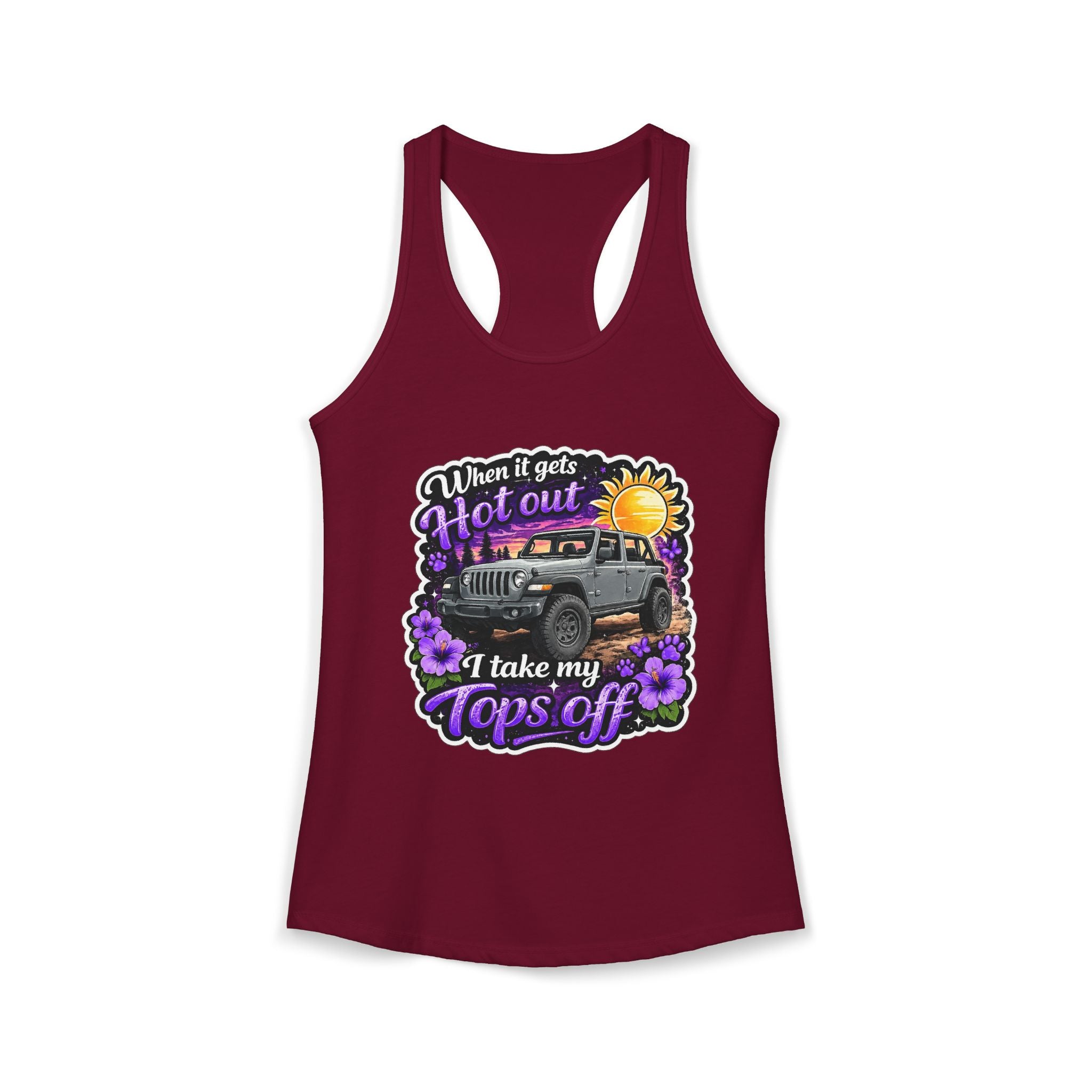 When It Gets Hot I Take My Tops Off (Purple) Women's Ideal Racerback Tank