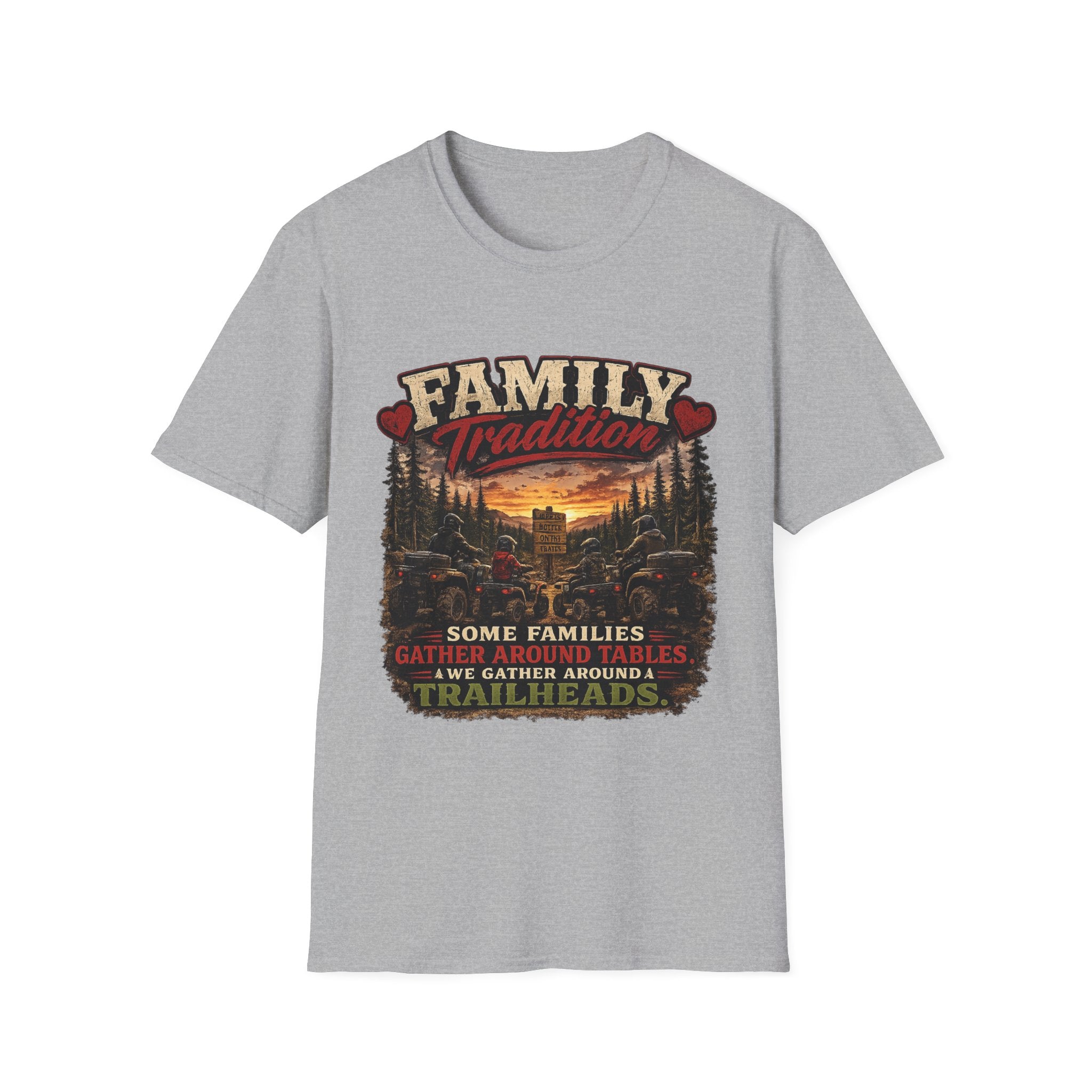 Family Tradition T-Shirt — Vintage Cabin Sunset Graphic Tee