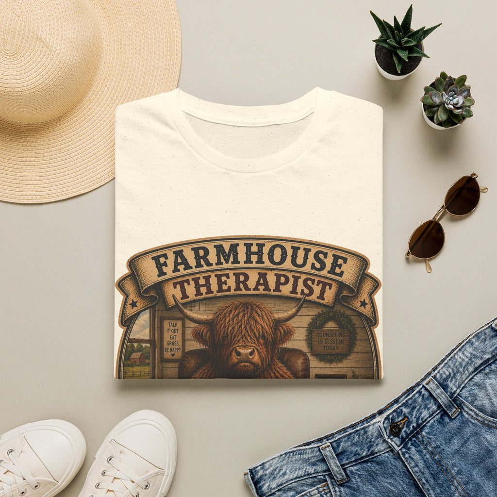 Farmhouse Therapist Highland Cow Unisex Softstyle T-Shirt