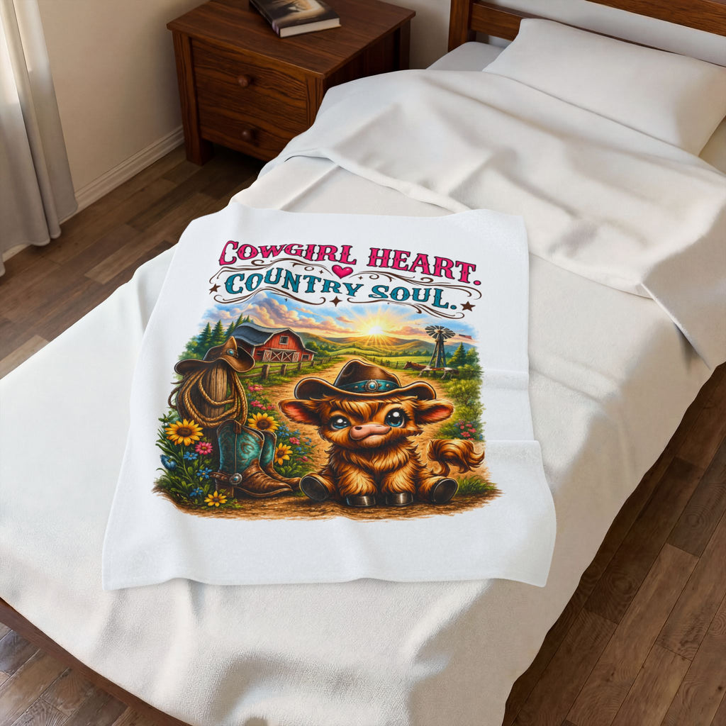 "Cowgirl Heart, Country Soul" Cozy Western Throw — Velveteen Plush Blanket