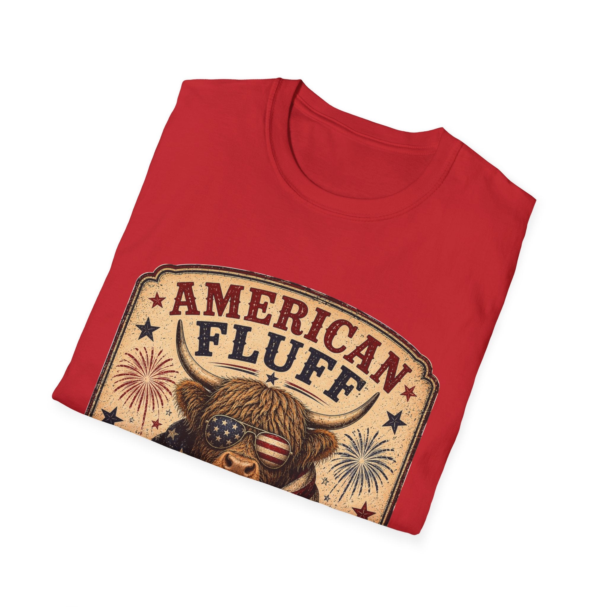 American Fluff Highland Cow Unisex Softstyle T-Shirt