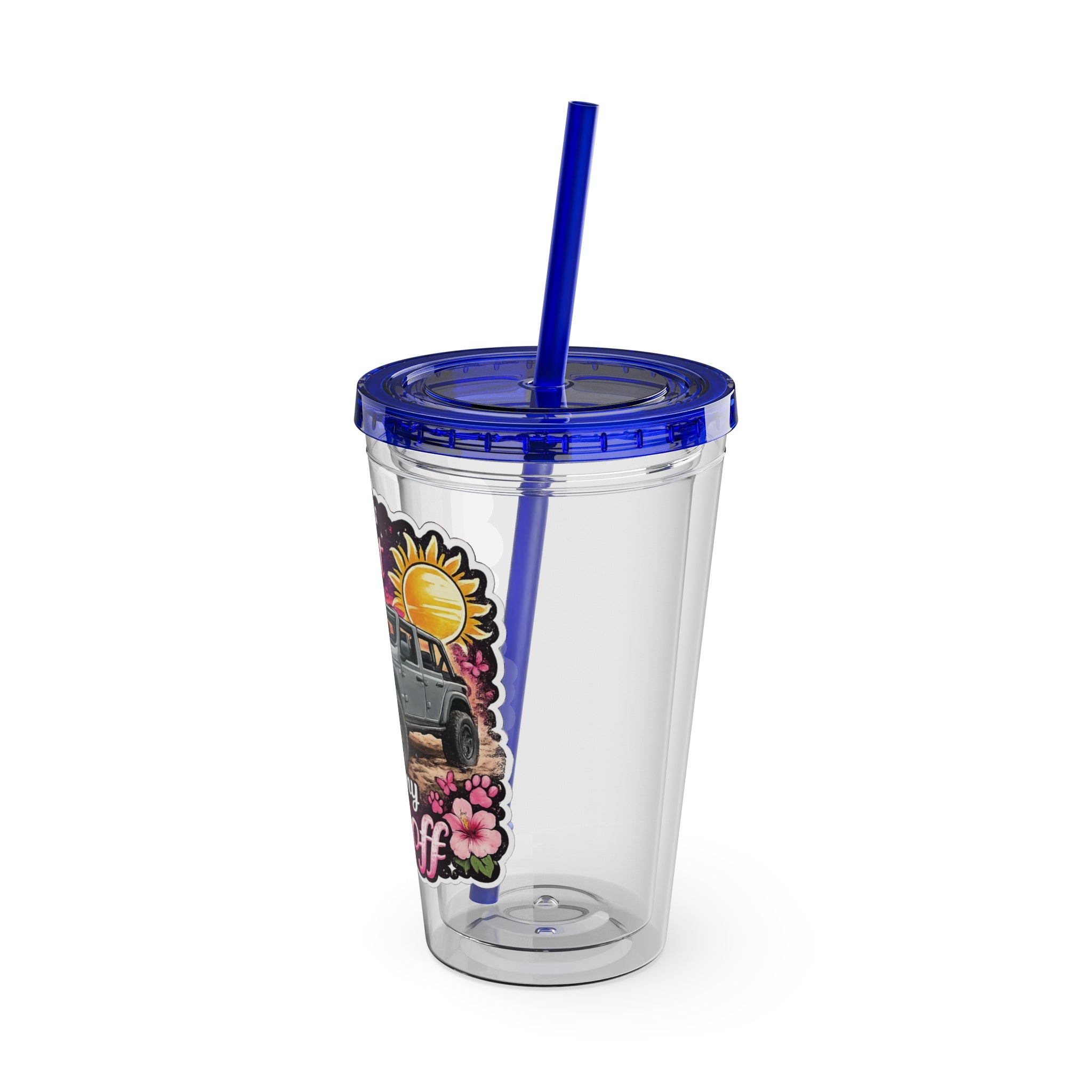 When It Gets Hot Out, I Take My Tops Off - Sunsplash Tumbler with Straw, 16oz