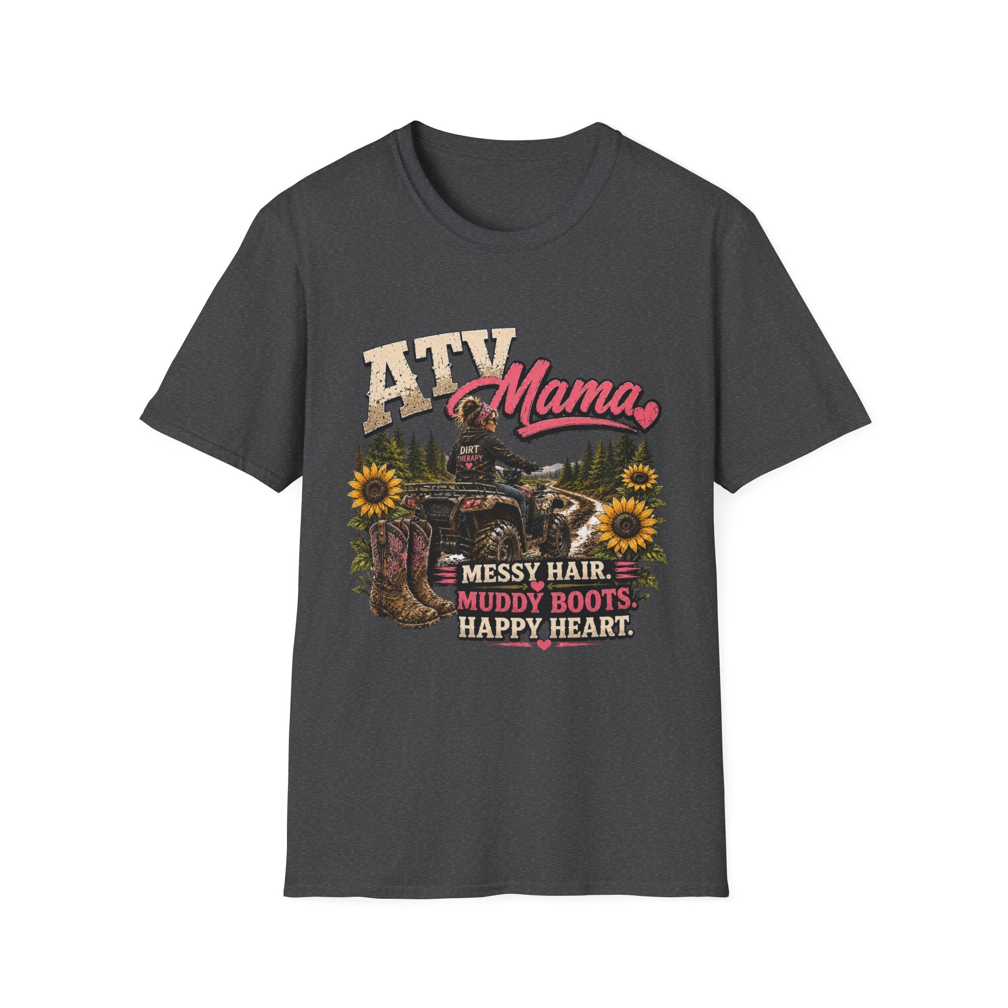ATV Mama T-Shirt — Messy Hair, Muddy Boots Graphic Tee for Moms