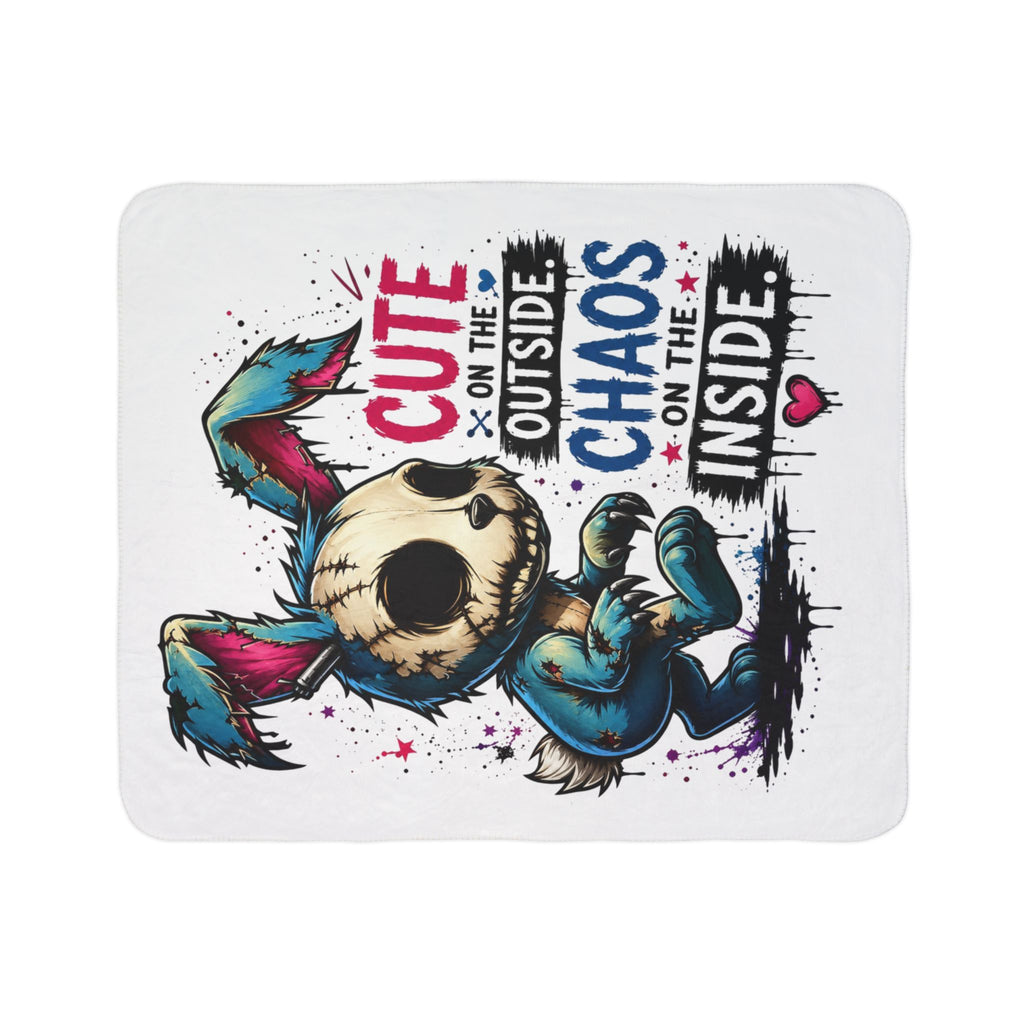 Cute on the Outside Chaos on the Inside Scary Bunny Fleece Sherpa Blanket