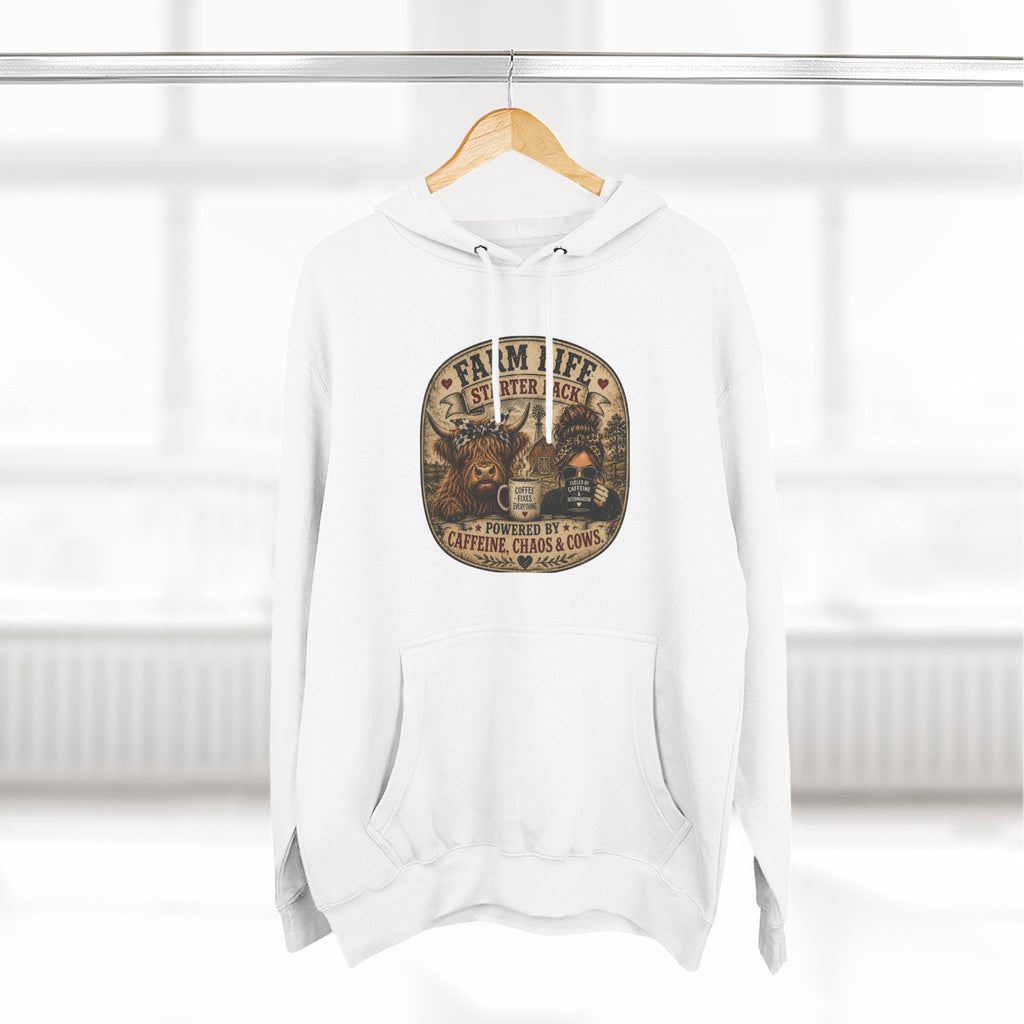 Farm Life Highland Cow Three-Panel Fleece Hoodie
