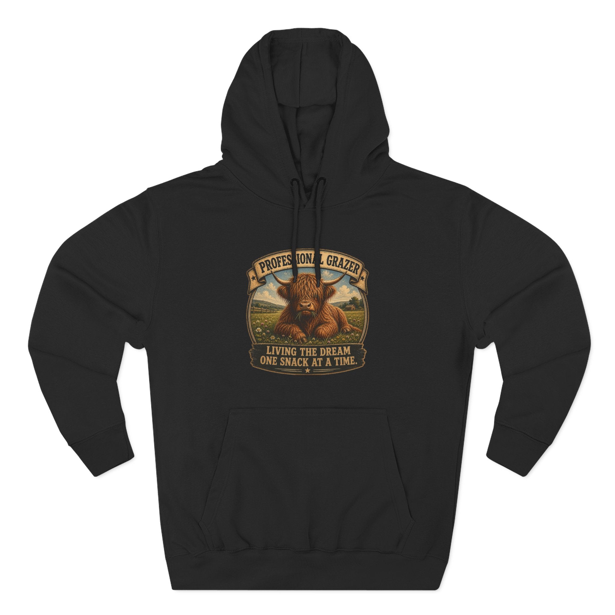 Professional Grazer Highland Cow Three-Panel Fleece Hoodie