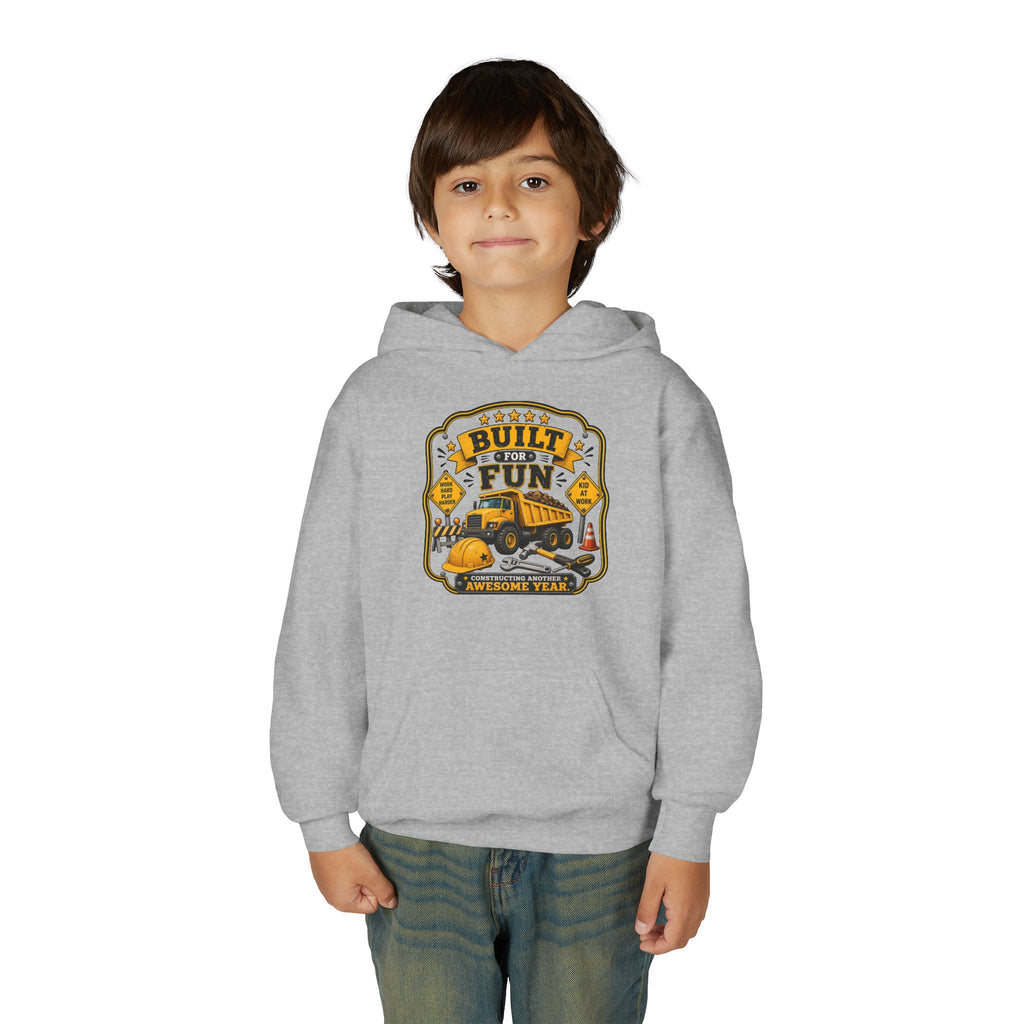 "Built for Fun" Construction Truck Pullover - Youth Hoodie