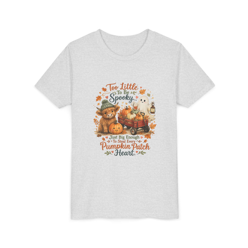 'Too Little to be Spooky, Just Big Enough to Have a Pumpkin Patch Heart' Halloween Fall Kids Shirt — Youth Tee