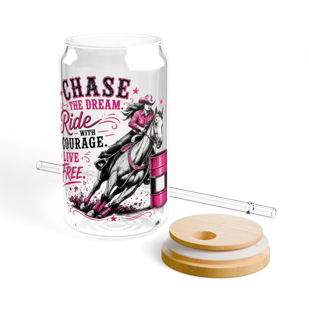 Chase the Dream Horse Pink Sipper Glass, 16oz