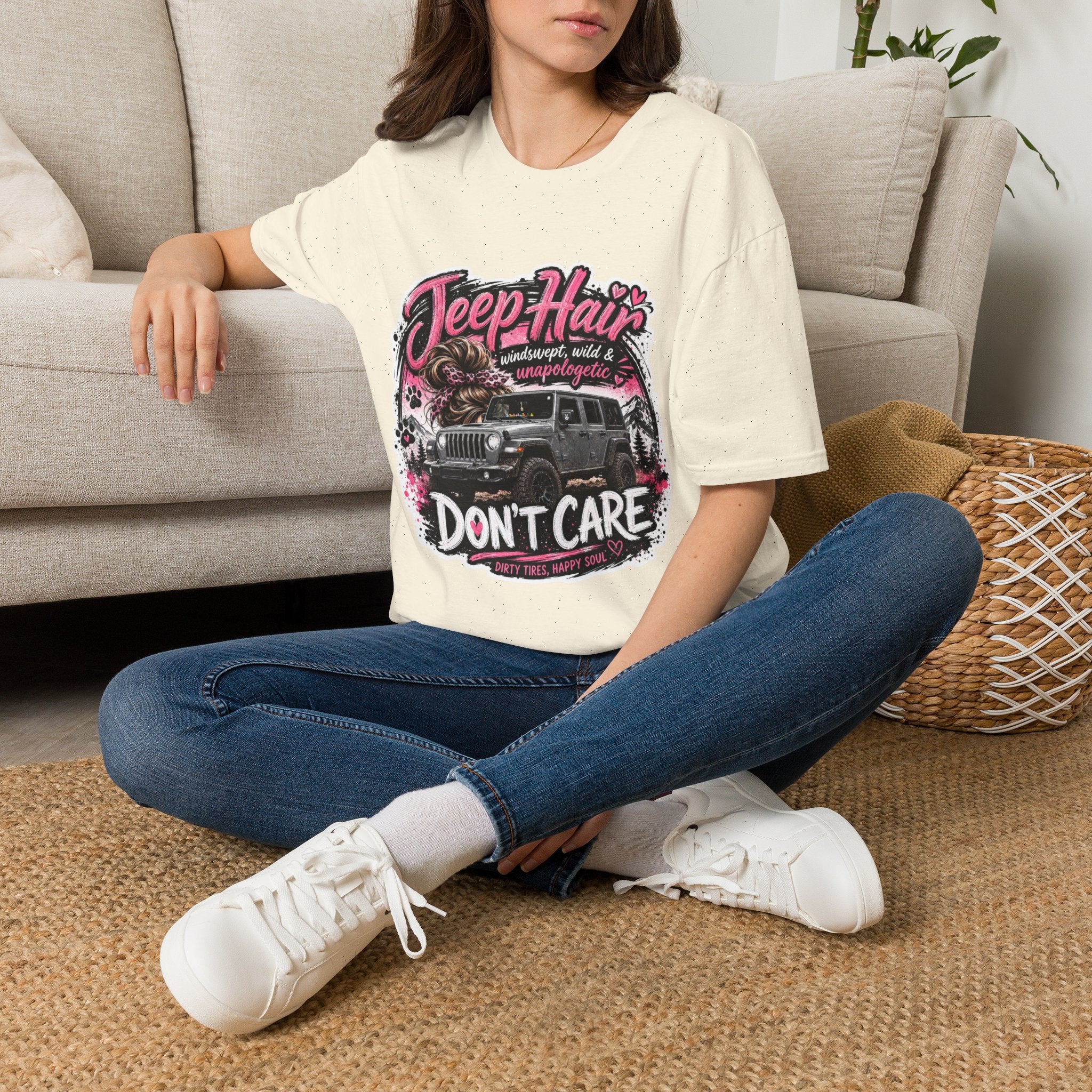 Jeep Hair Don't Care (Pink) Unisex Softstyle T-Shirt