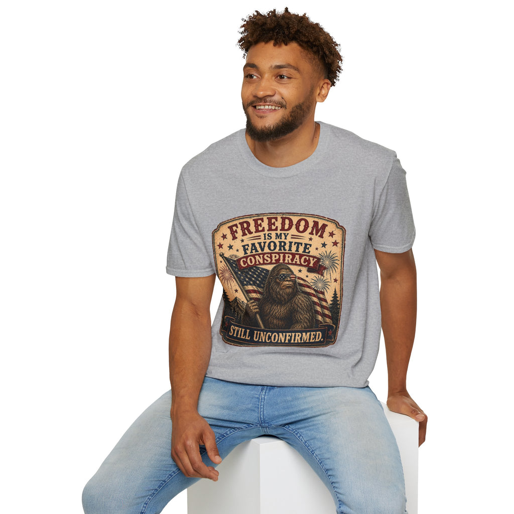 Freedom Is My Favorite Conspiracy T-Shirt — Vintage Flag & Skull Graphic