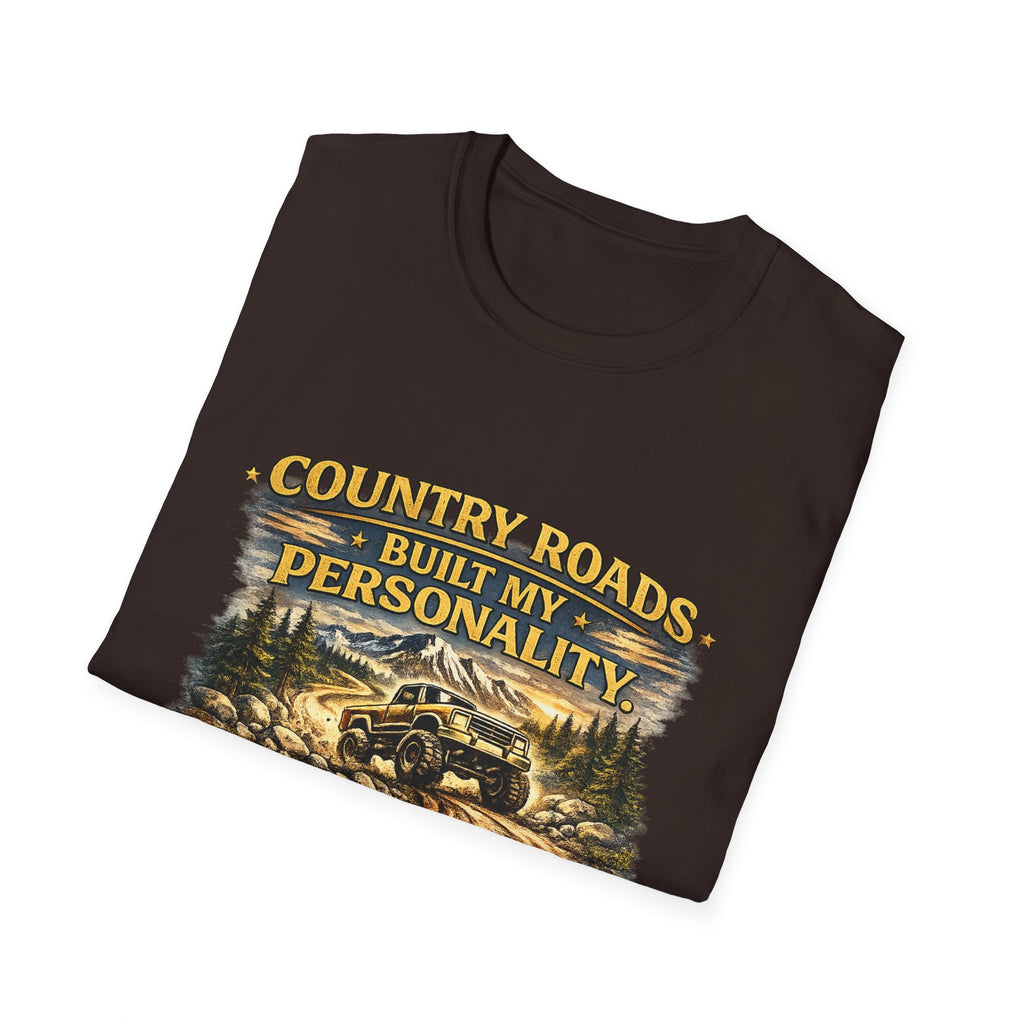 "Country Roads Built My Personality" Vintage Mountain Truck Tee — T-Shirt