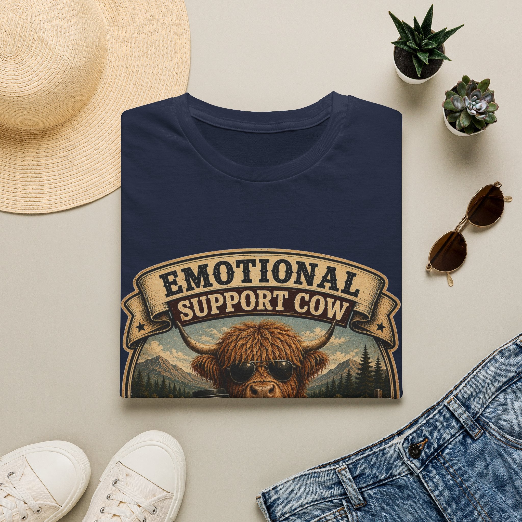 Emotional Support Cow - Highland Cow Unisex Softstyle T-Shirt