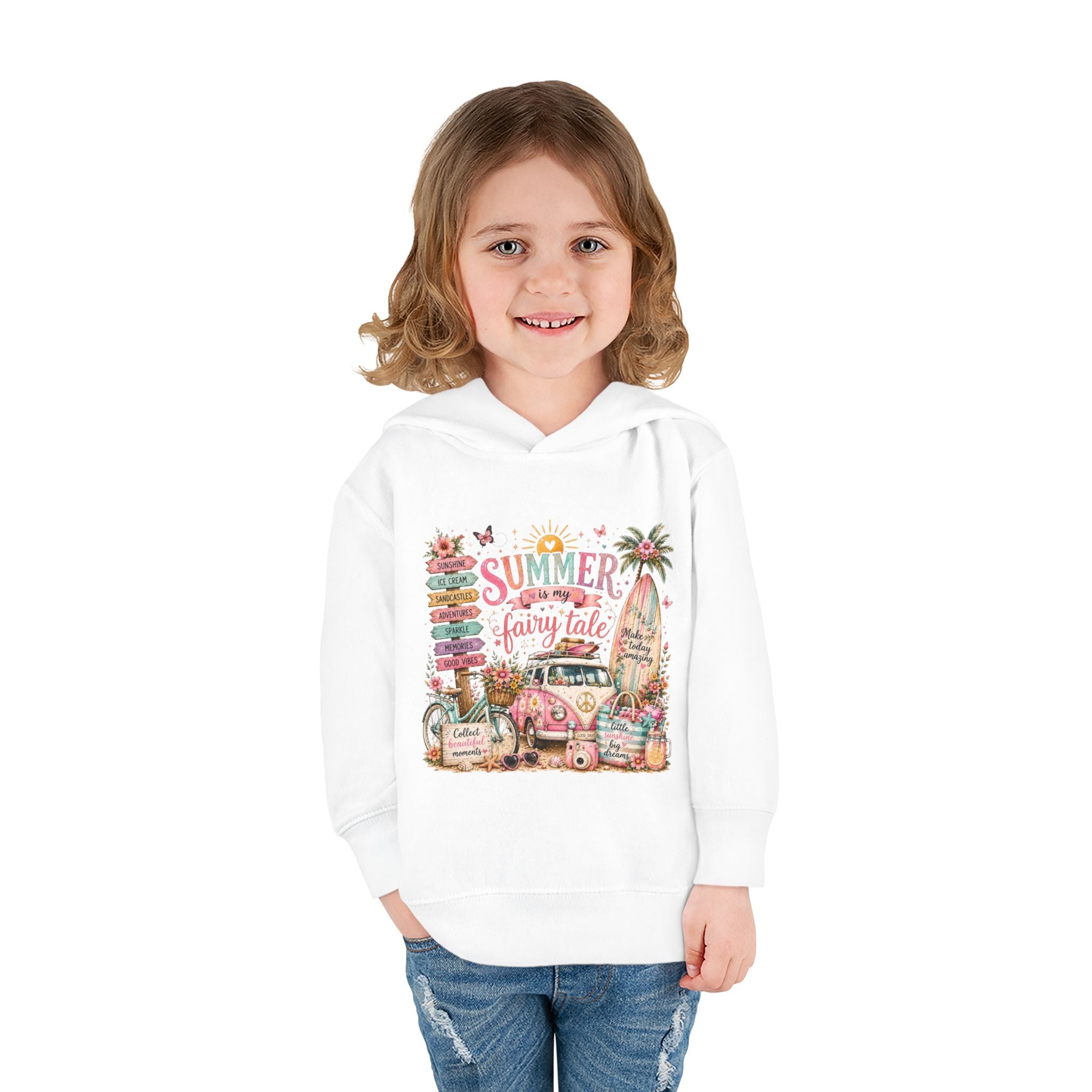 "Summer Is My Favorite Fairy Tale" Cute Beach Camper Pullover – Toddler Hoodie