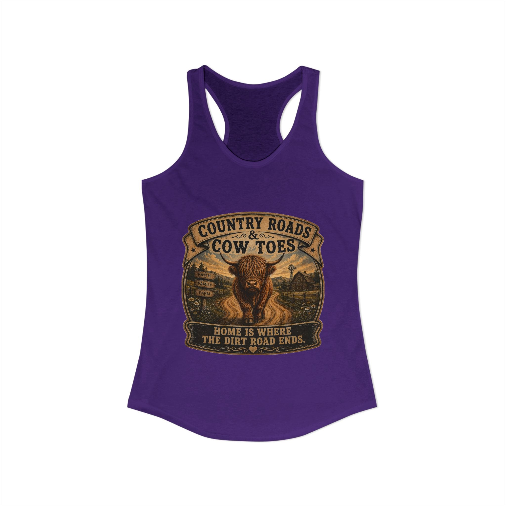 Country Roads & Cow Toes Women's Ideal Racerback Tank