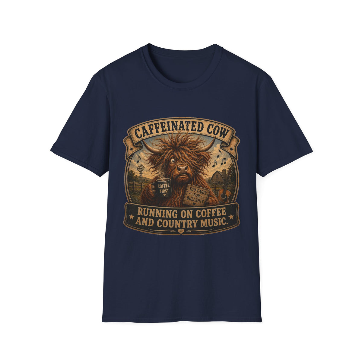 Caffeinated Cow Unisex Softstyle T-Shirt