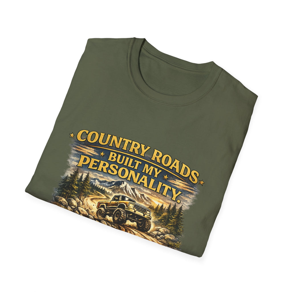 "Country Roads Built My Personality" Vintage Mountain Truck Tee — T-Shirt