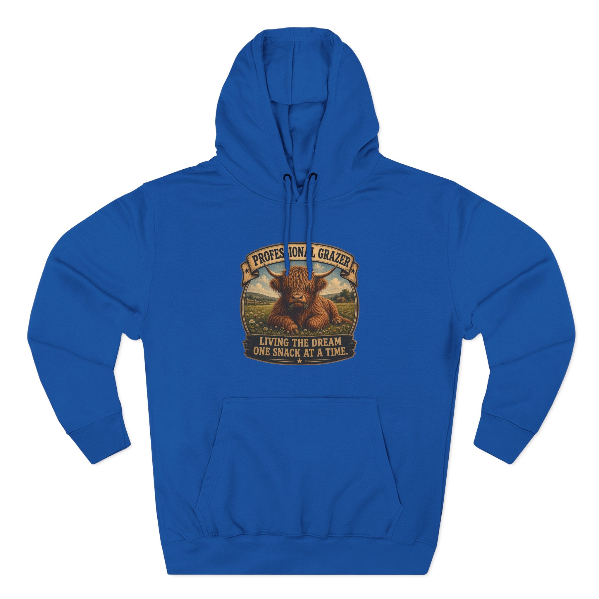 Before and After Coffee Highland Cow Three-Panel Fleece Hoodie