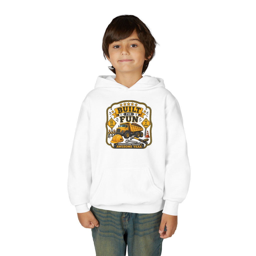 "Built for Fun" Construction Truck Pullover - Youth Hoodie