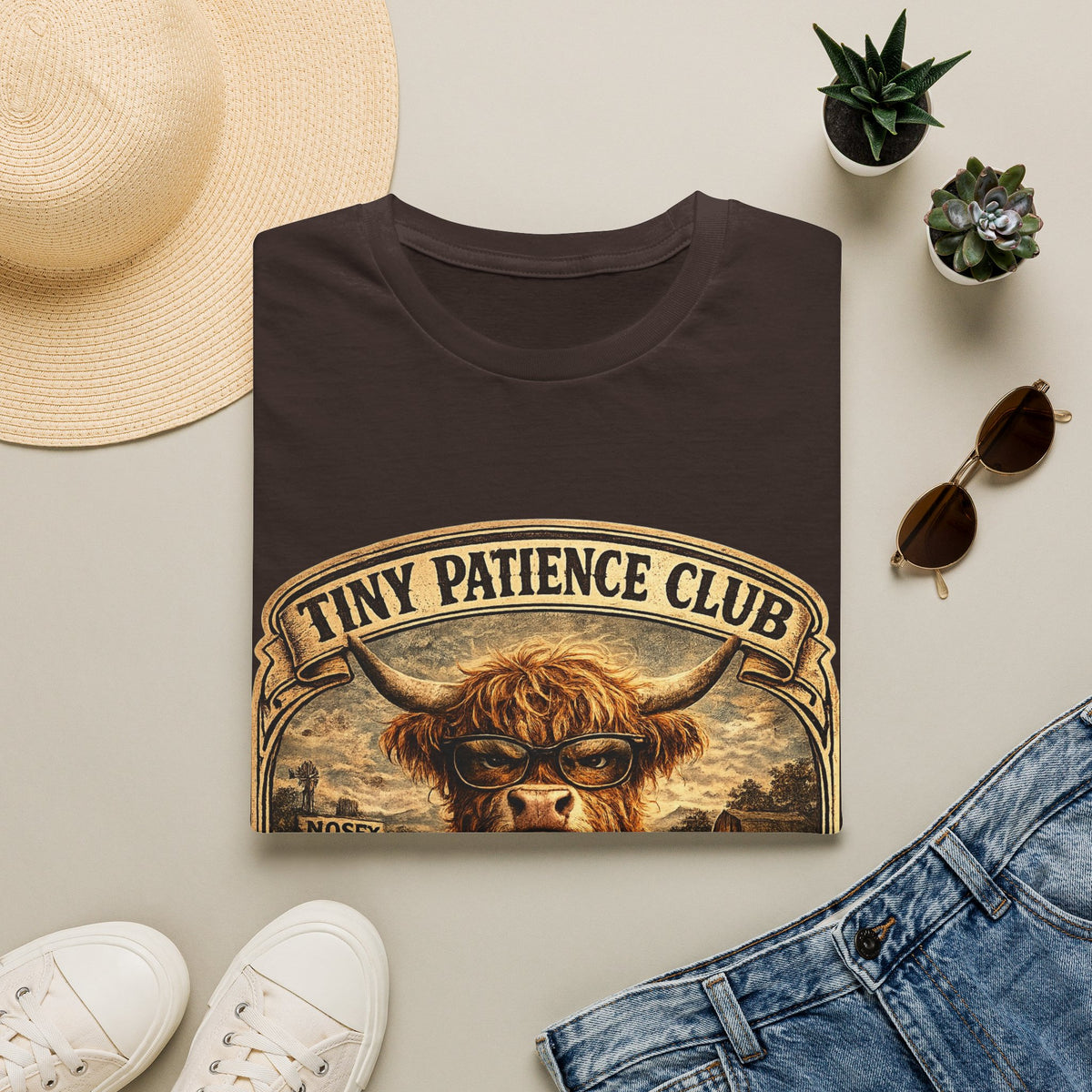 Tiny Patience Club Highland Cow Unisex Softstyle T-Shirt