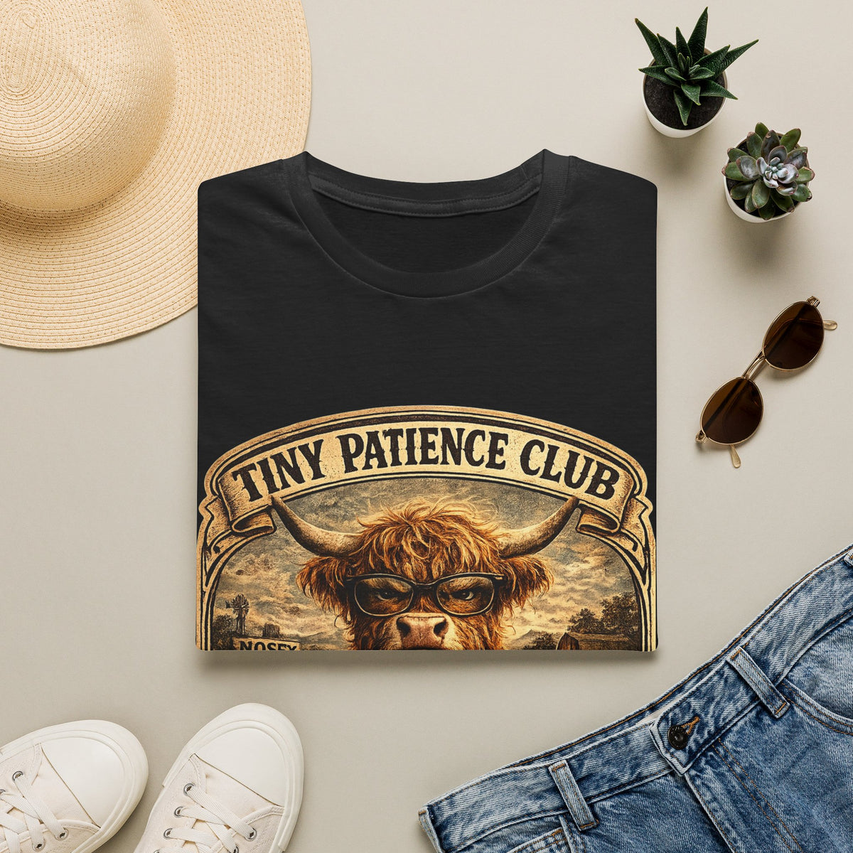 Tiny Patience Club Highland Cow Unisex Softstyle T-Shirt