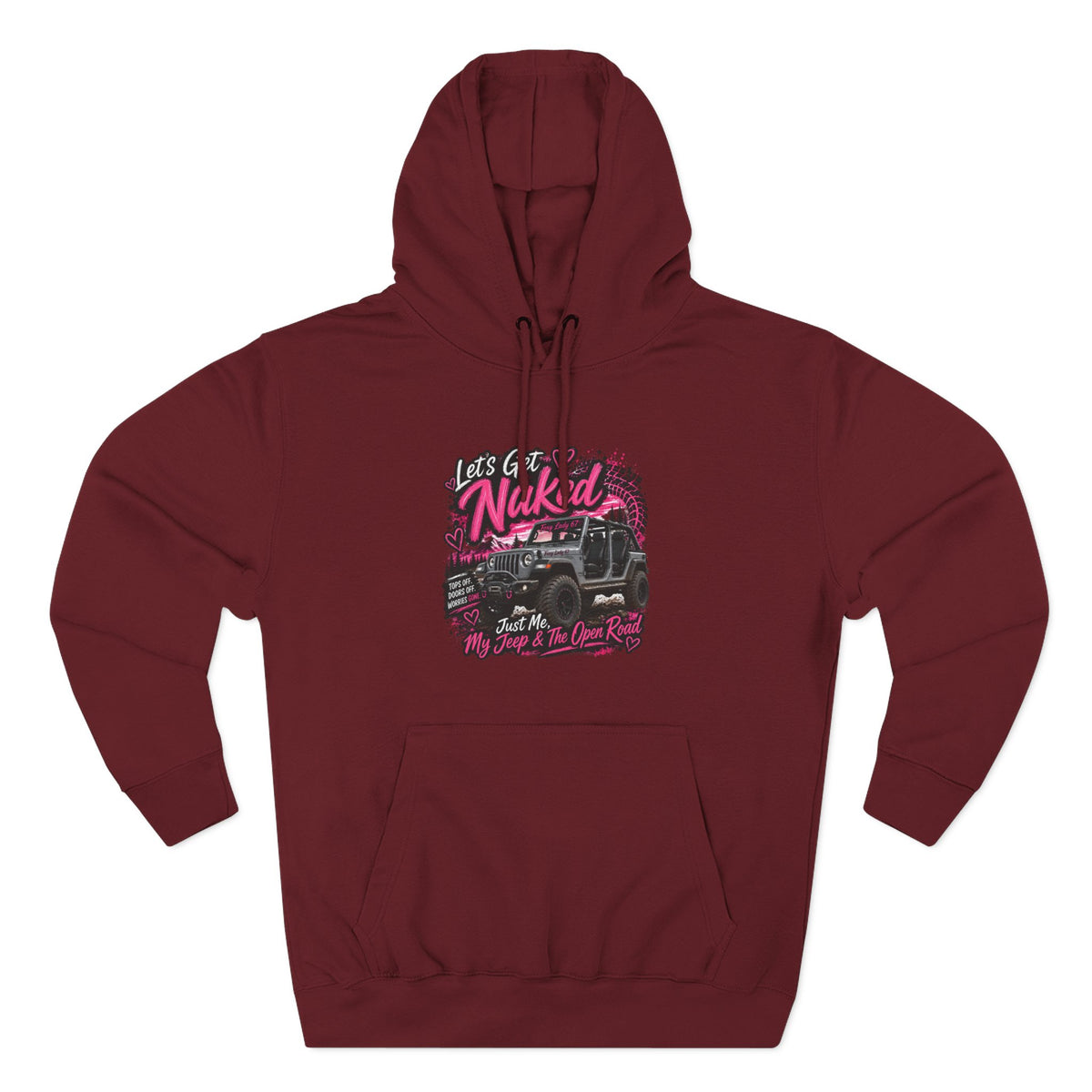 Jeep 'Let's Get Naked' Graphic Hoodie — (Pink) Off-Road Adventure Pullover