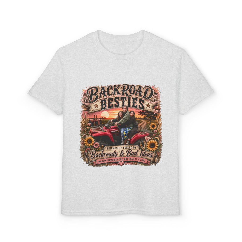 Backroad Besties Youth T‑Shirt — Vintage Tractor Sunset Kids Tee