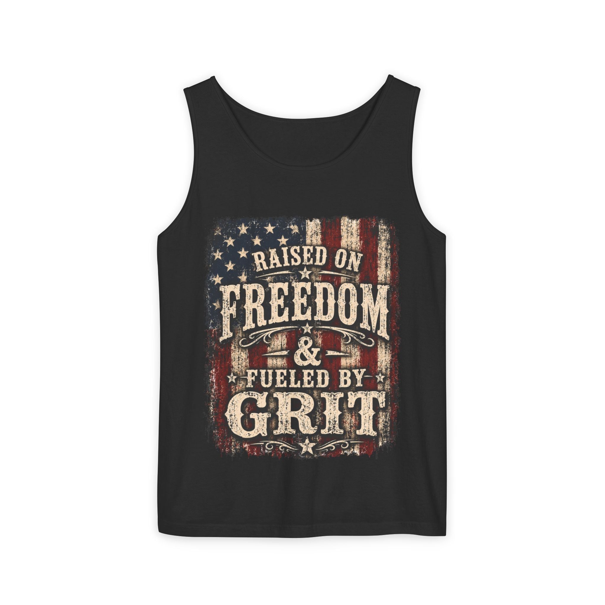 Patriotic 'Raised on Freedom & Fueled by Grit' Tank Top