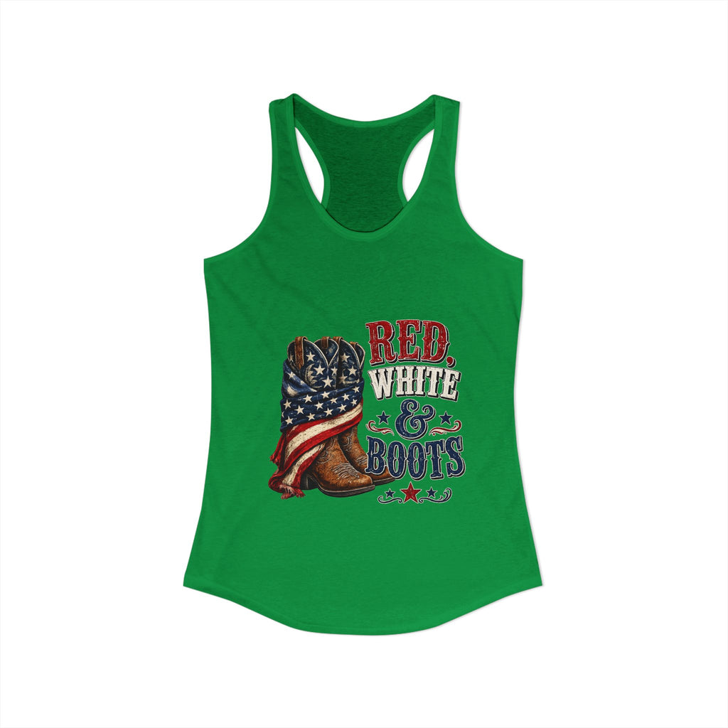 Red, White, & Boots Women's Ideal Racerback Tank