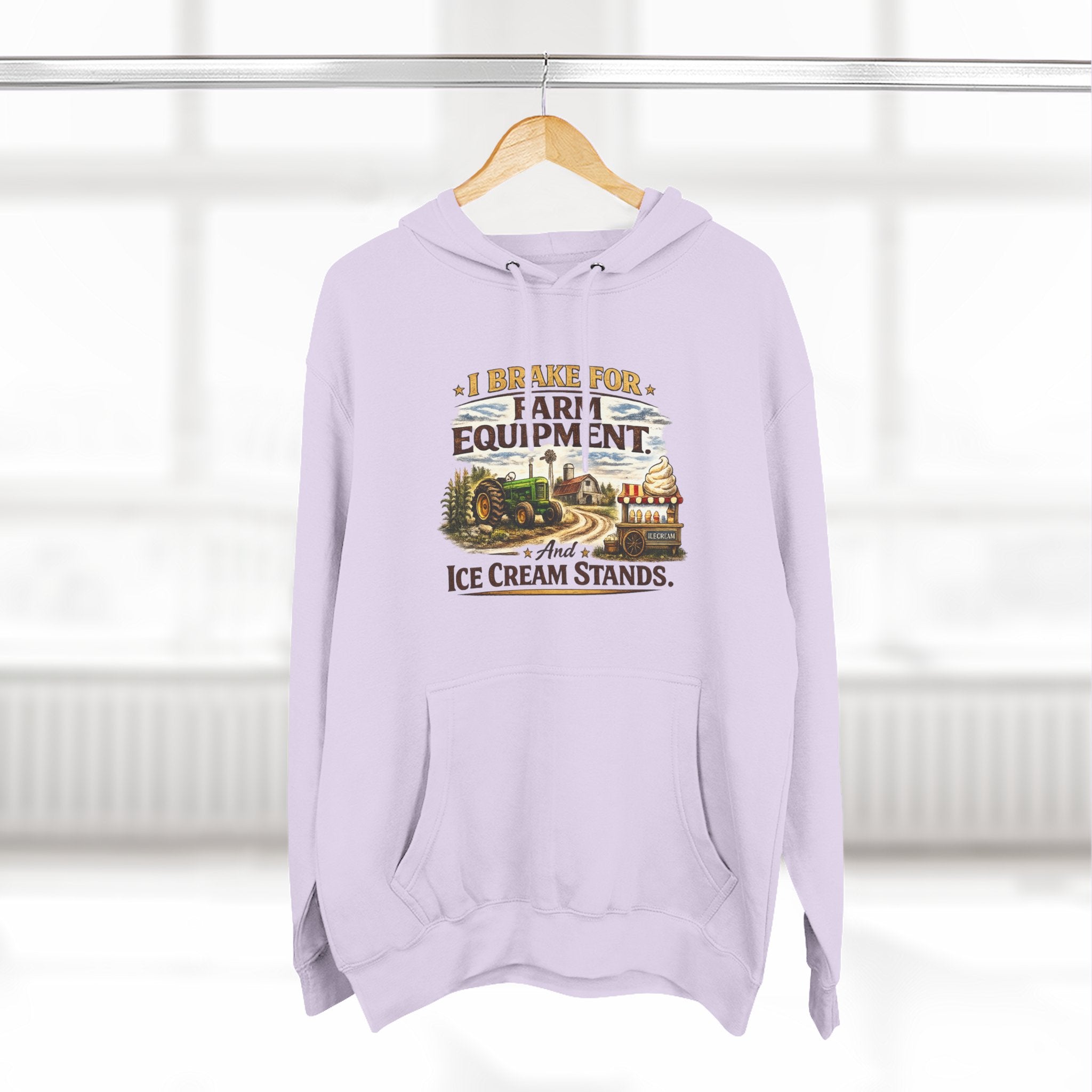 Farm Equipment & Ice Cream Stands Hoodie - Vintage Country Farming Graphic Hoodie