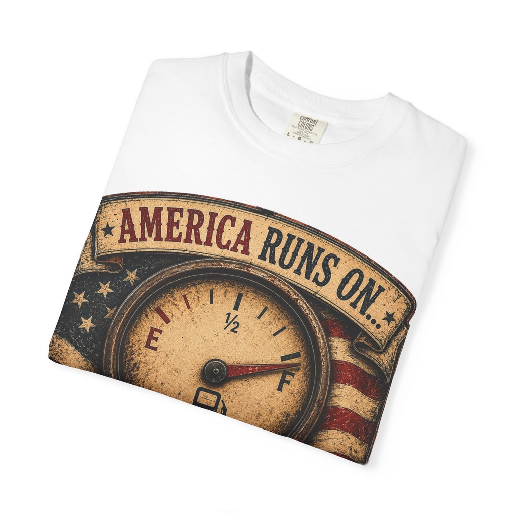 America Runs On T-Shirt — "Sweet Tea, Freedom & Poor Decisions" Vintage Patriotic Tee