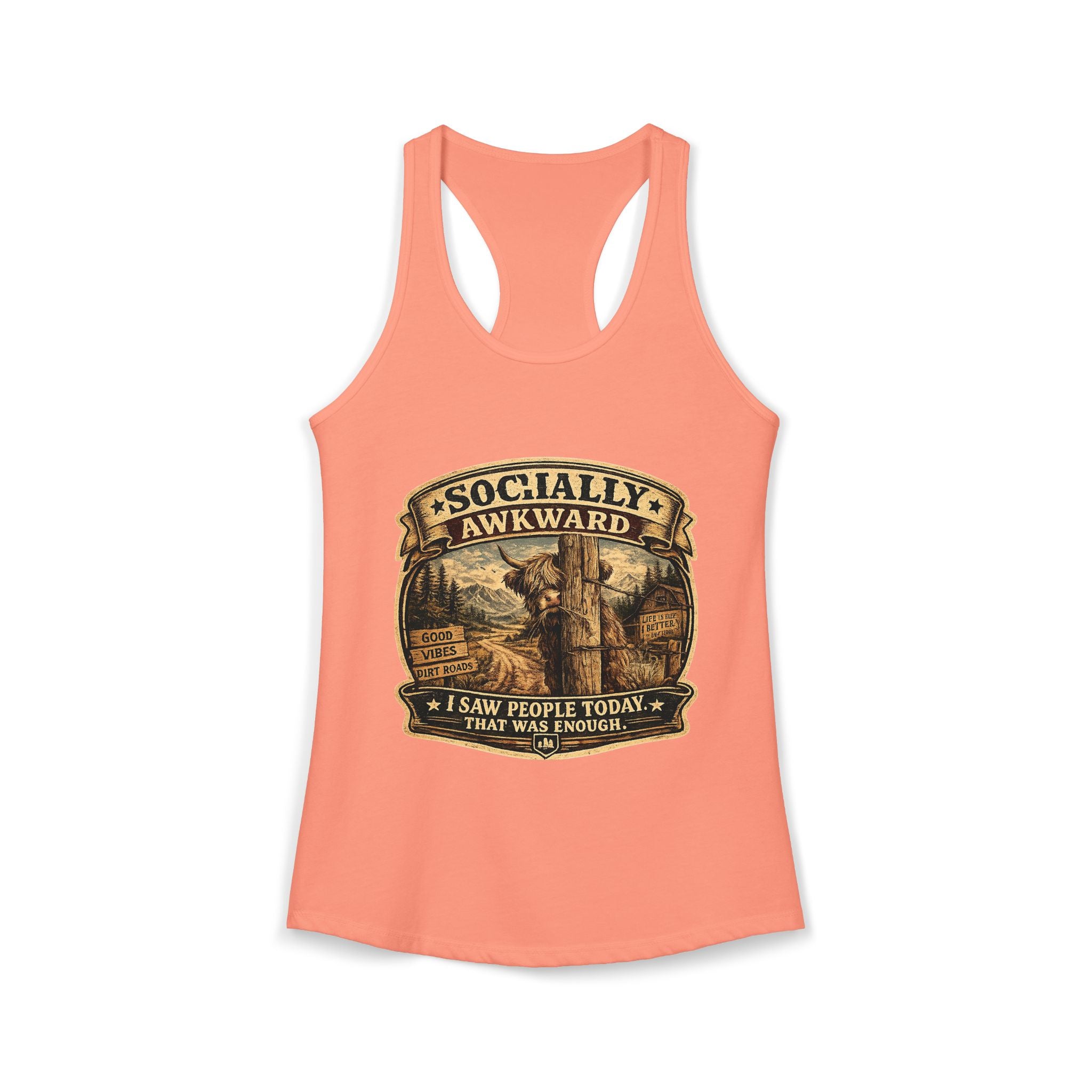 Socially Awkward Highland Cow Women's Ideal Racerback Tank