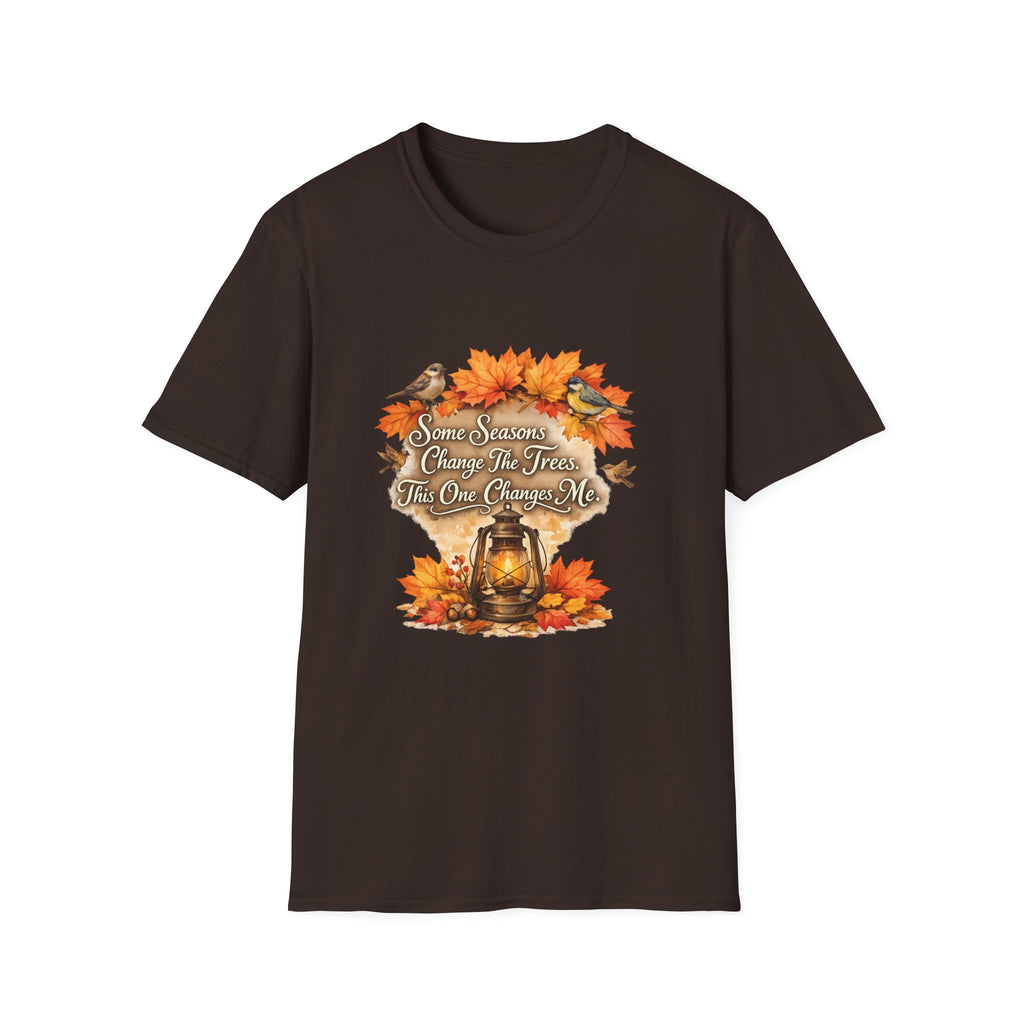 "Some Seasons Change The Trees, This One Changes Me" Autumn Bird Tee — Fall Leaves T-Shirt