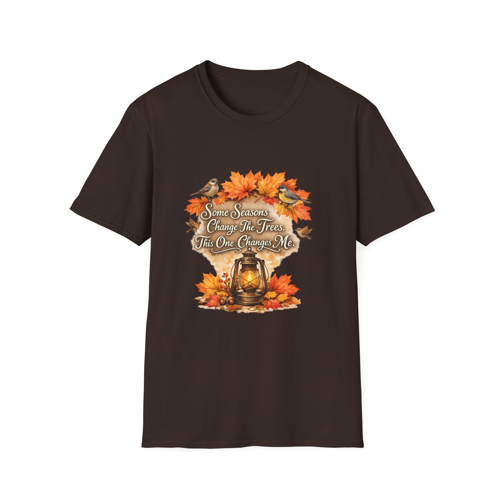 "Some Seasons Change The Trees, This One Changes Me" Autumn Bird Tee — Fall Leaves T-Shirt