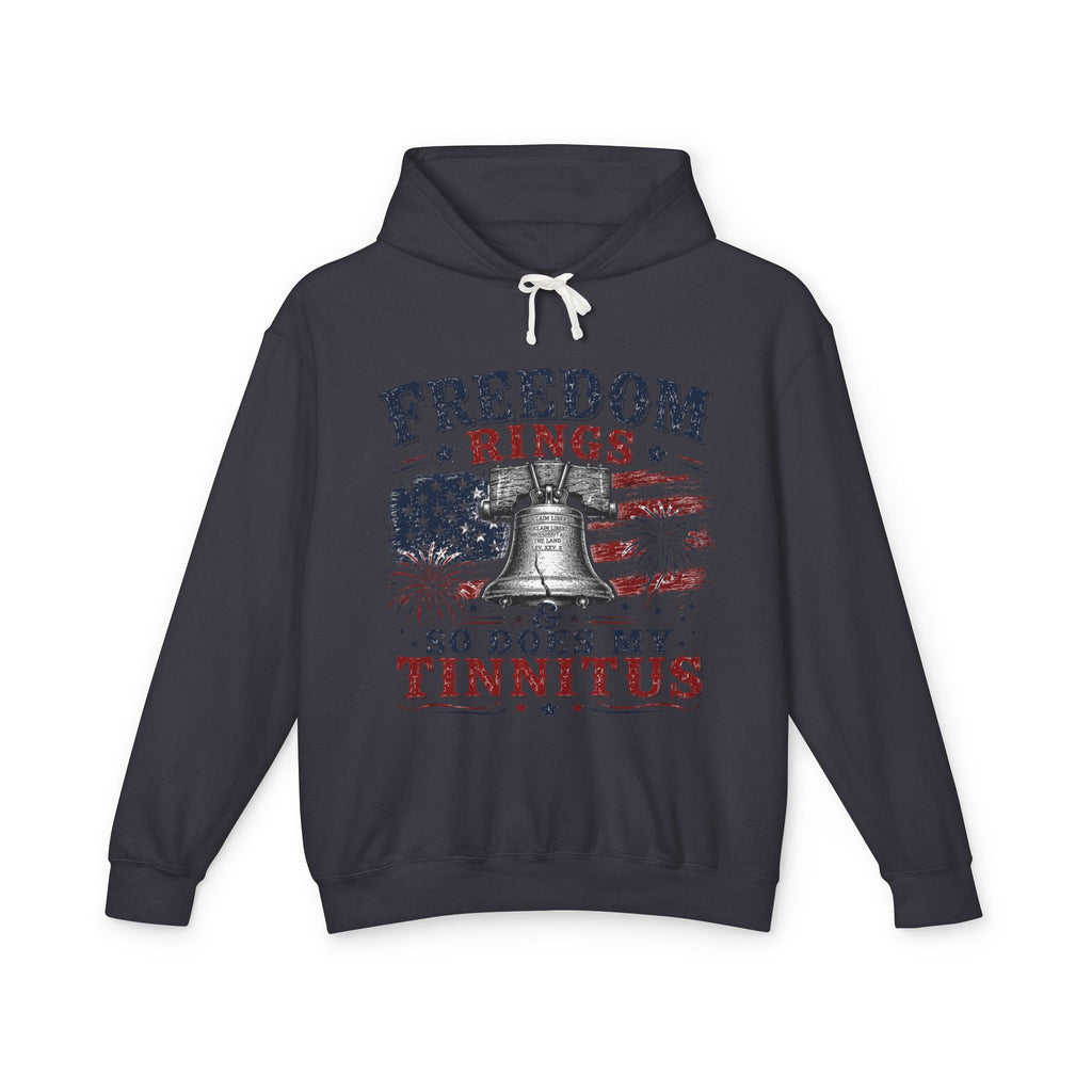 Freedom Rings Hoodie — "Freedom Rings So Does My Tinnitus" Patriotic Bell Pullover