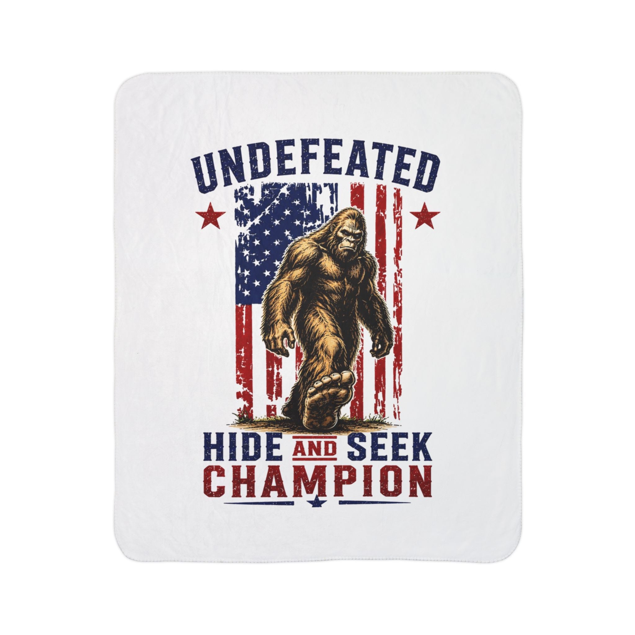 Undeafted Hide and Seek Champion 4th of July Fleece Sherpa Blanket