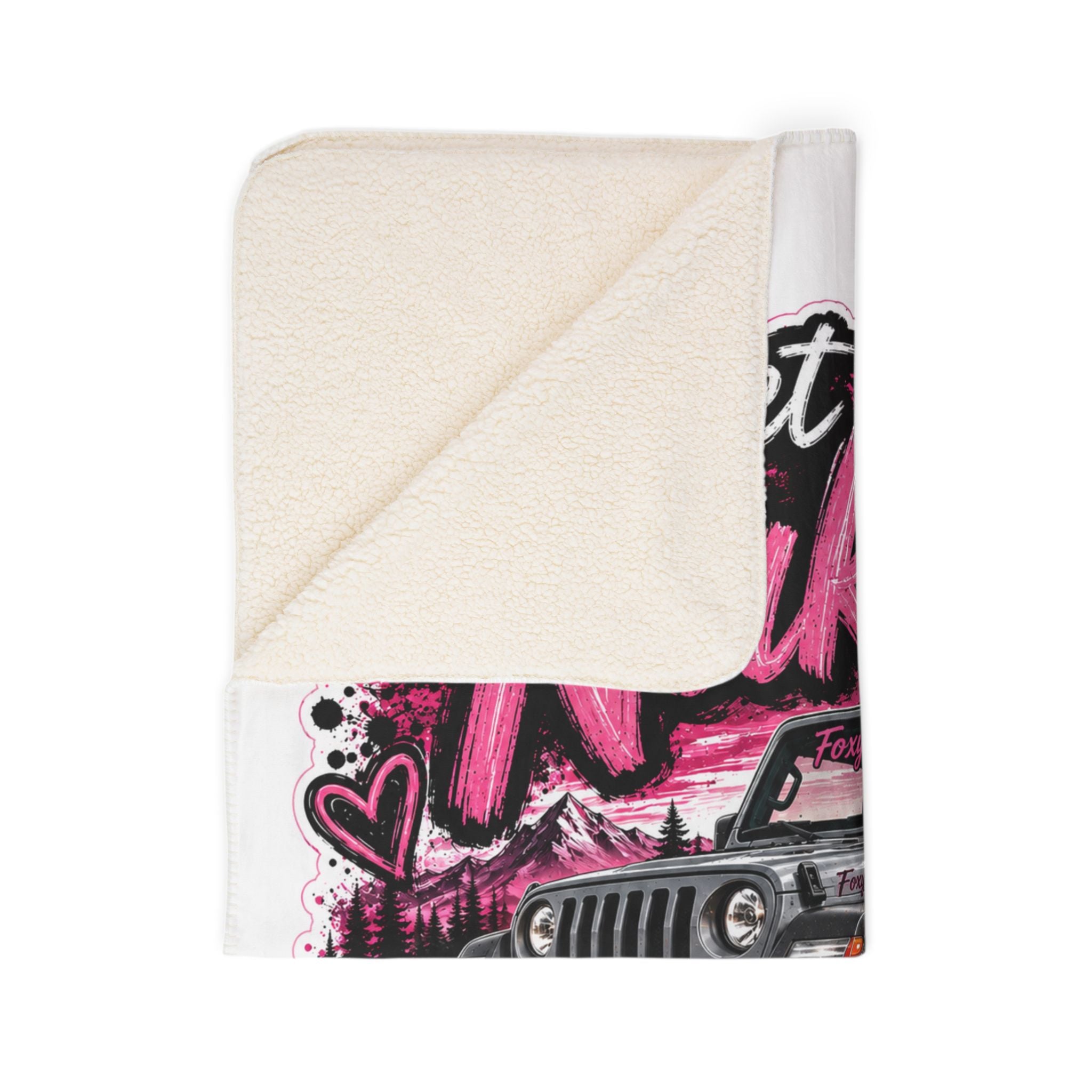 'Just Me, My Jeep & The Open Road' Cozy Throw — Let's Get Naked Jeep Sherpa Blanket