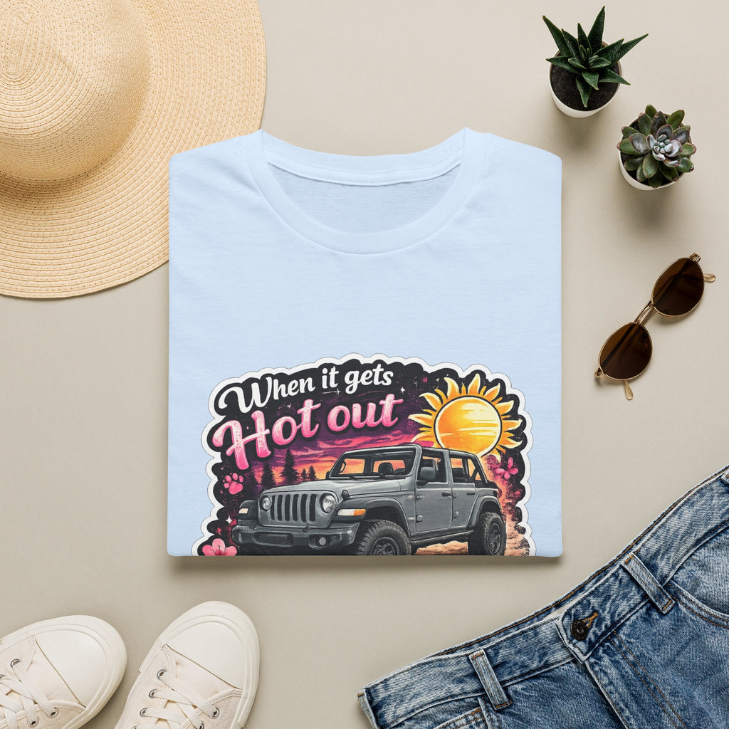 When It Gets Hot Out Jeep (Pink) Unisex Softstyle T-Shirt